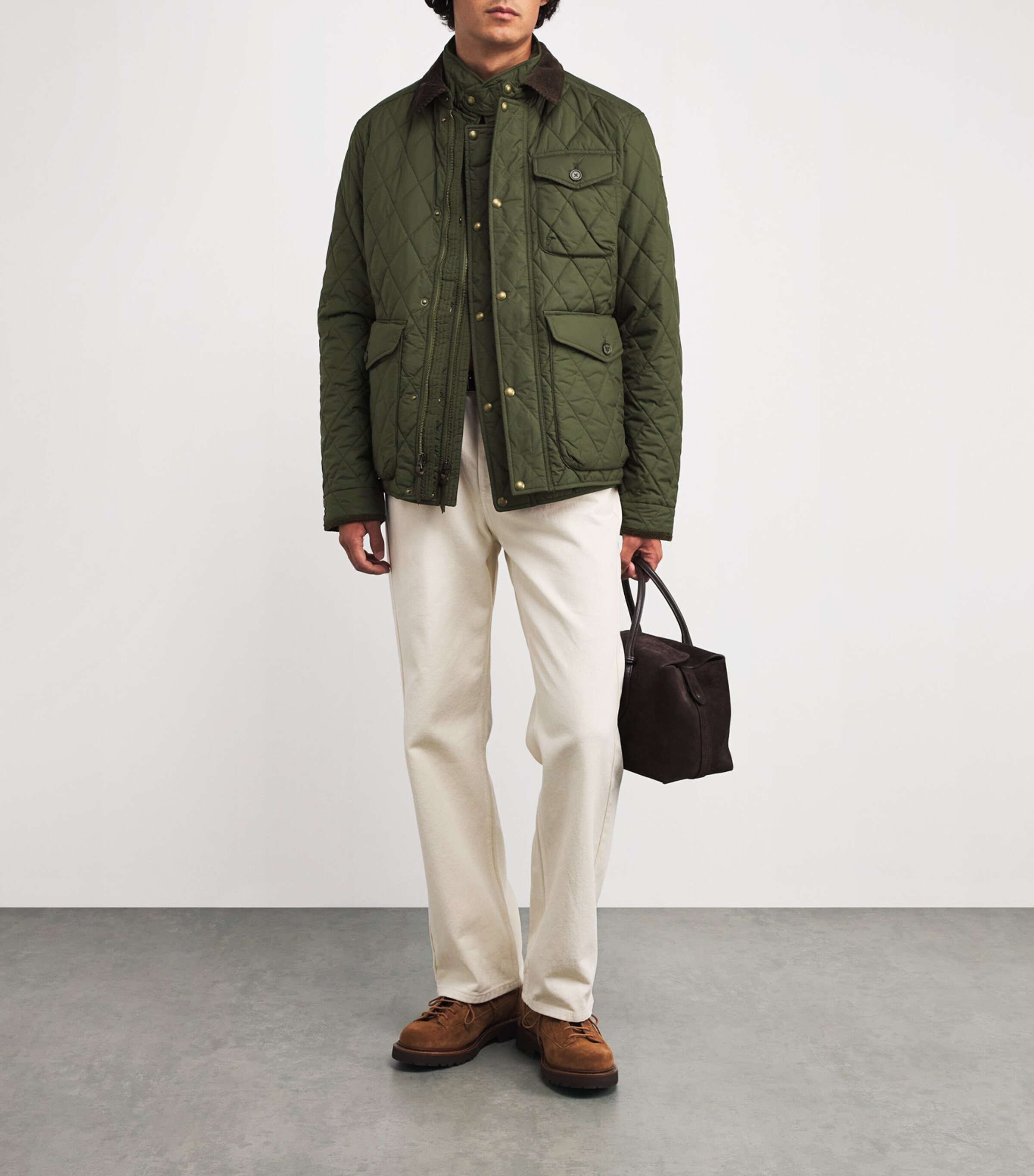 Water-Repellent Quilted Beaton Utility Gilet DARK GREEN Image 2