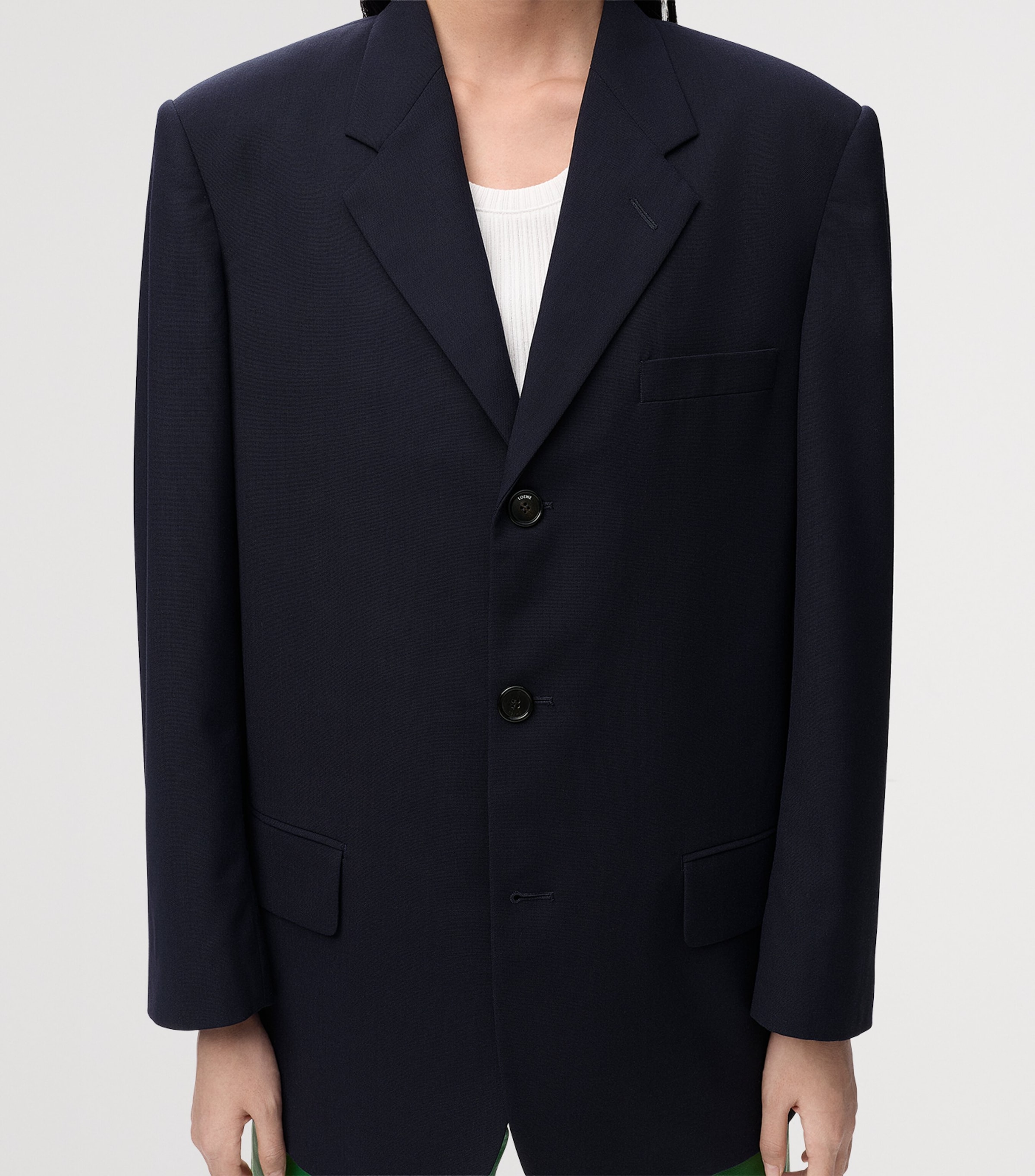 LOEWE Womens Wool Single-Breasted Blazer Navy Blue Image 5