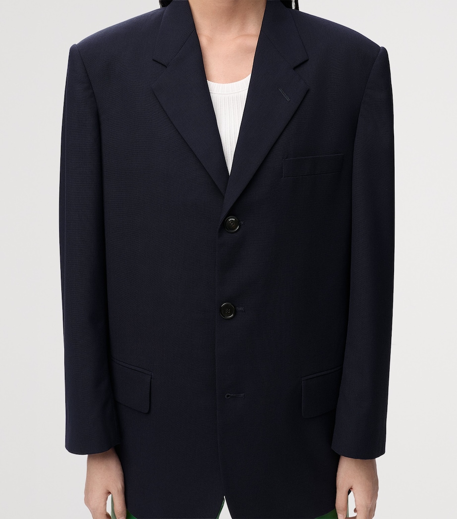 LOEWE Womens Wool Single-Breasted Blazer Navy Blue Image 5
