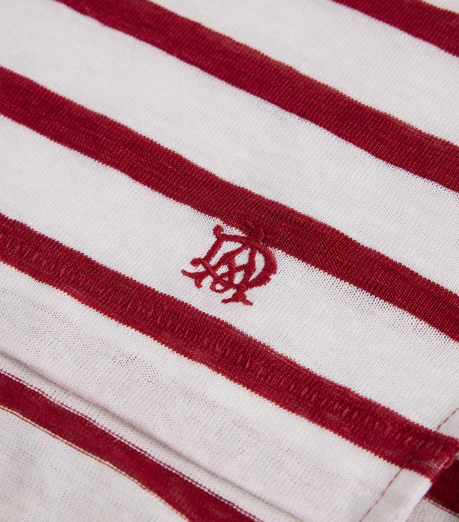 Dunhill Mens Linen-Cotton Stripe T-Shirt Image 5