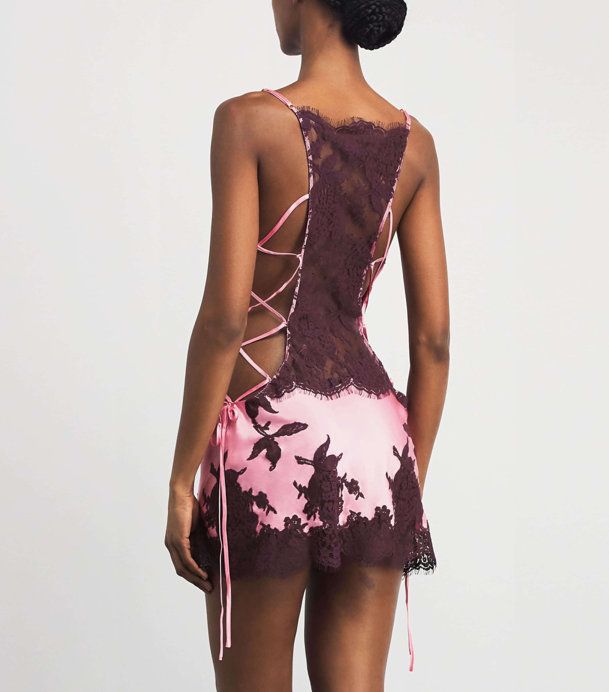 Marjolaine Womens Silk-Lace Mini Slip Dress Blush/brun Image 5