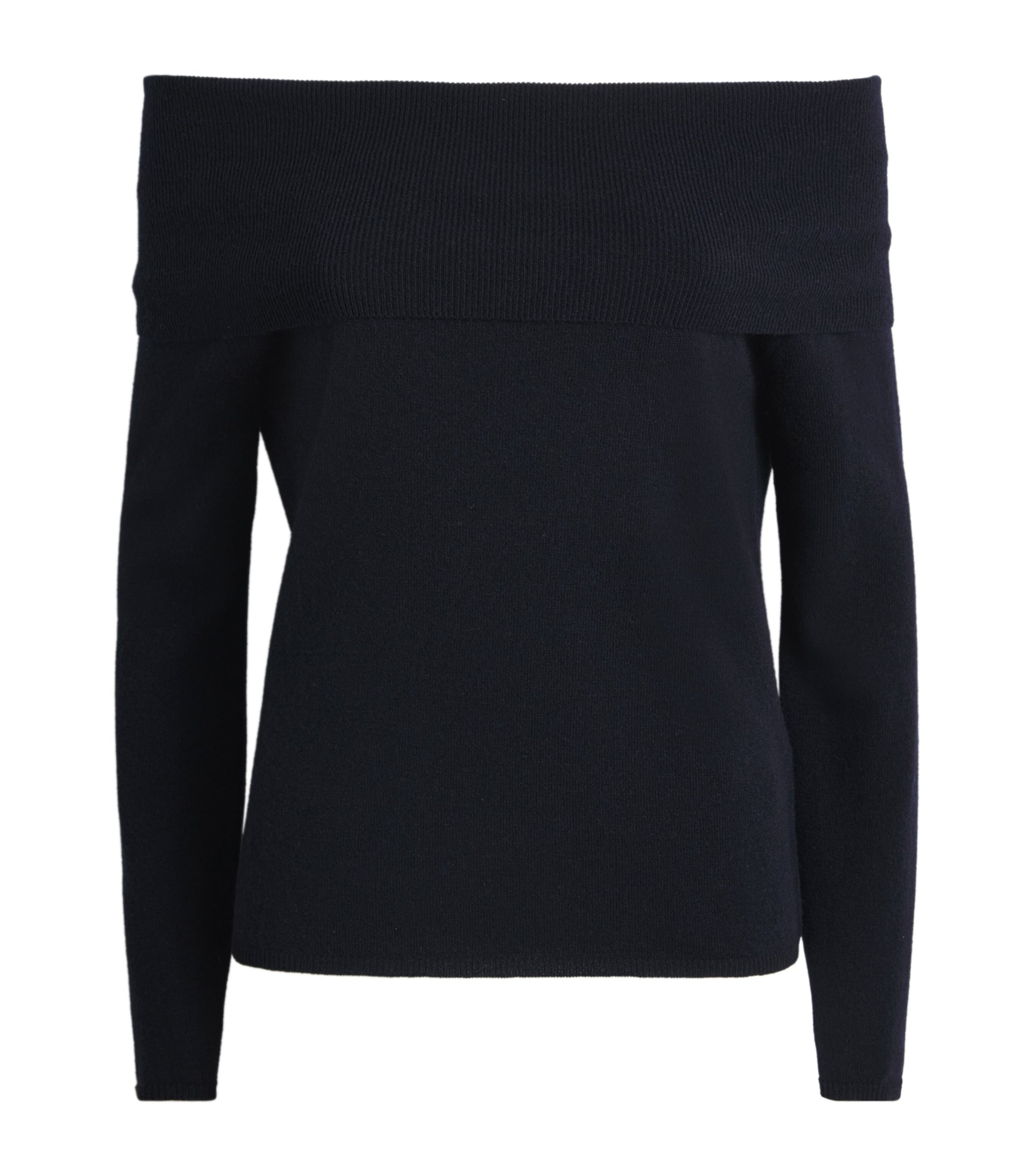 Allude Womens Cashmere-Silk Off-The-Shoulder Sweater Navy Image 1