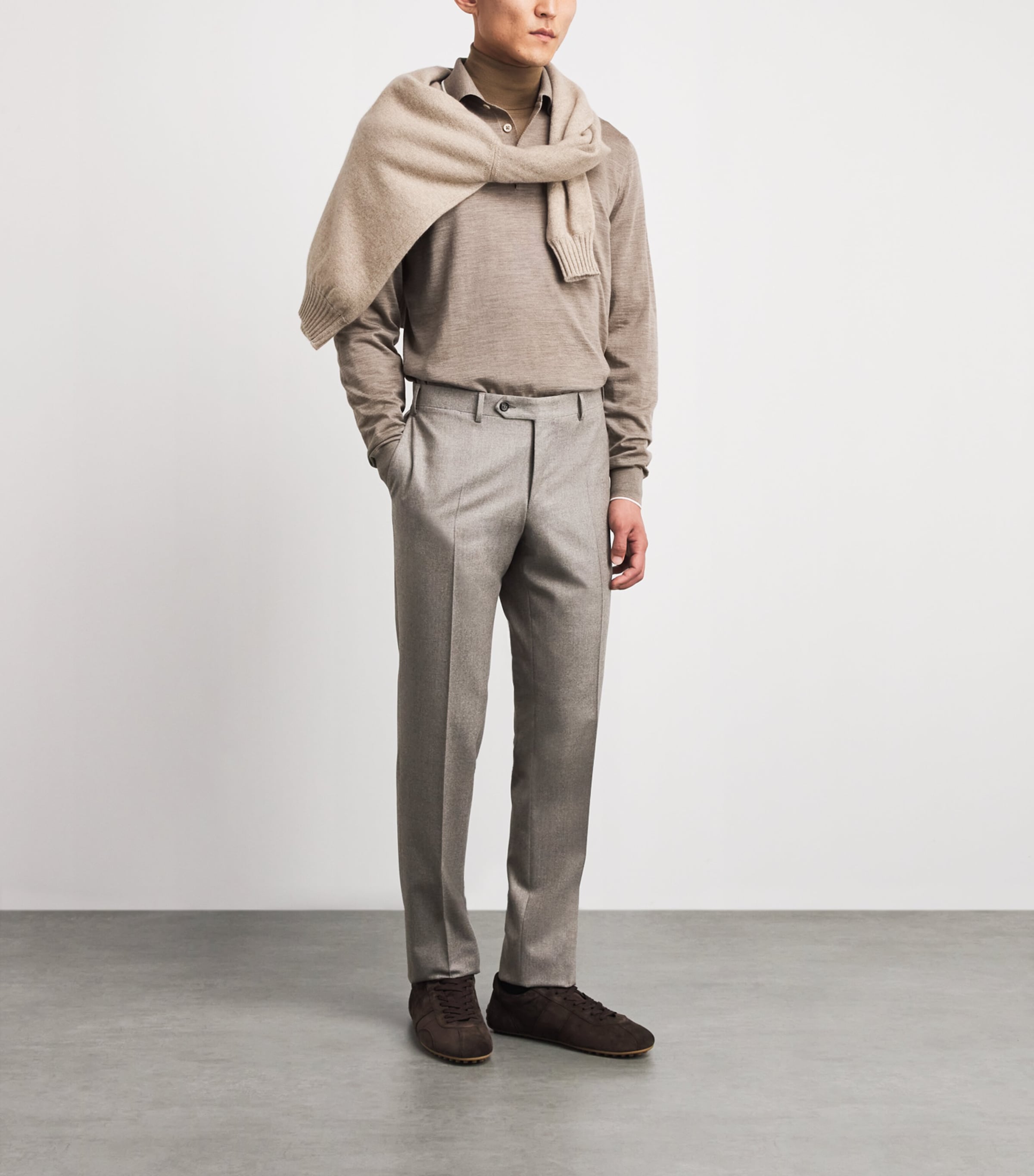 Canali Mens Wool Straight Trousers Grey Image 2