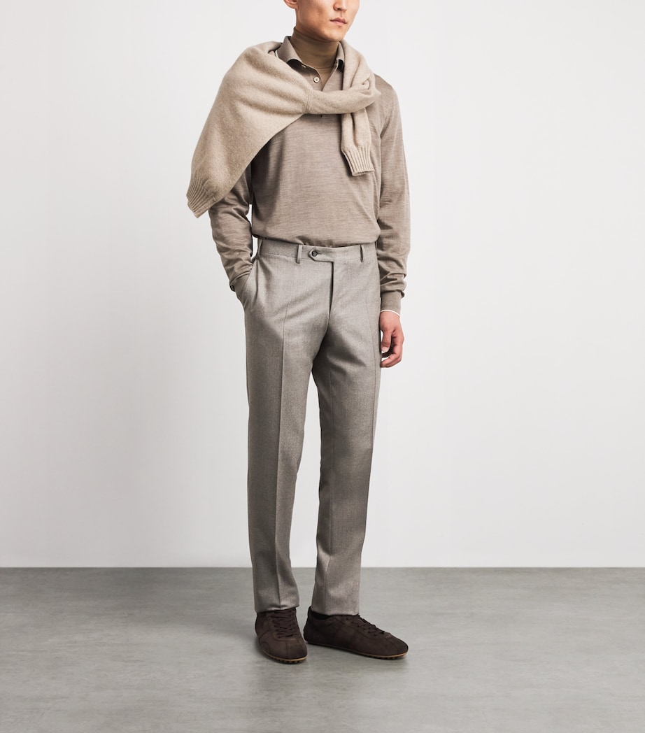 Canali Mens Wool Straight Trousers Grey Image 2