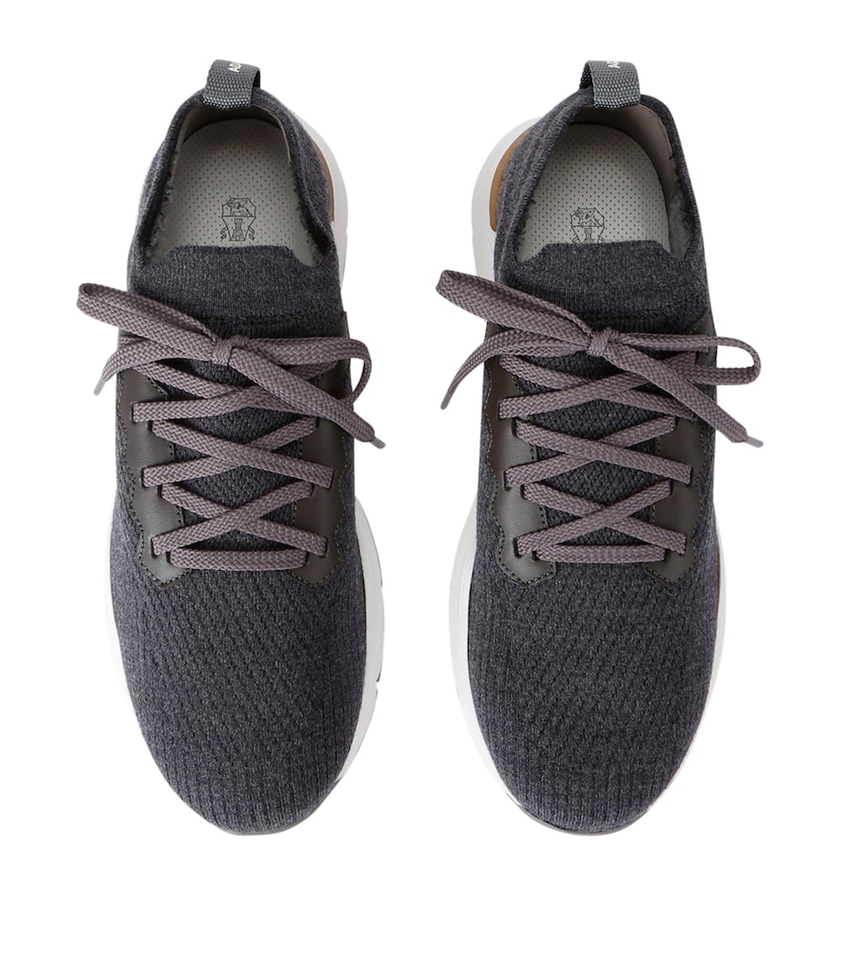 Brunello Cucinelli Kids Cotton Knitted Sneakers Navy Image 4