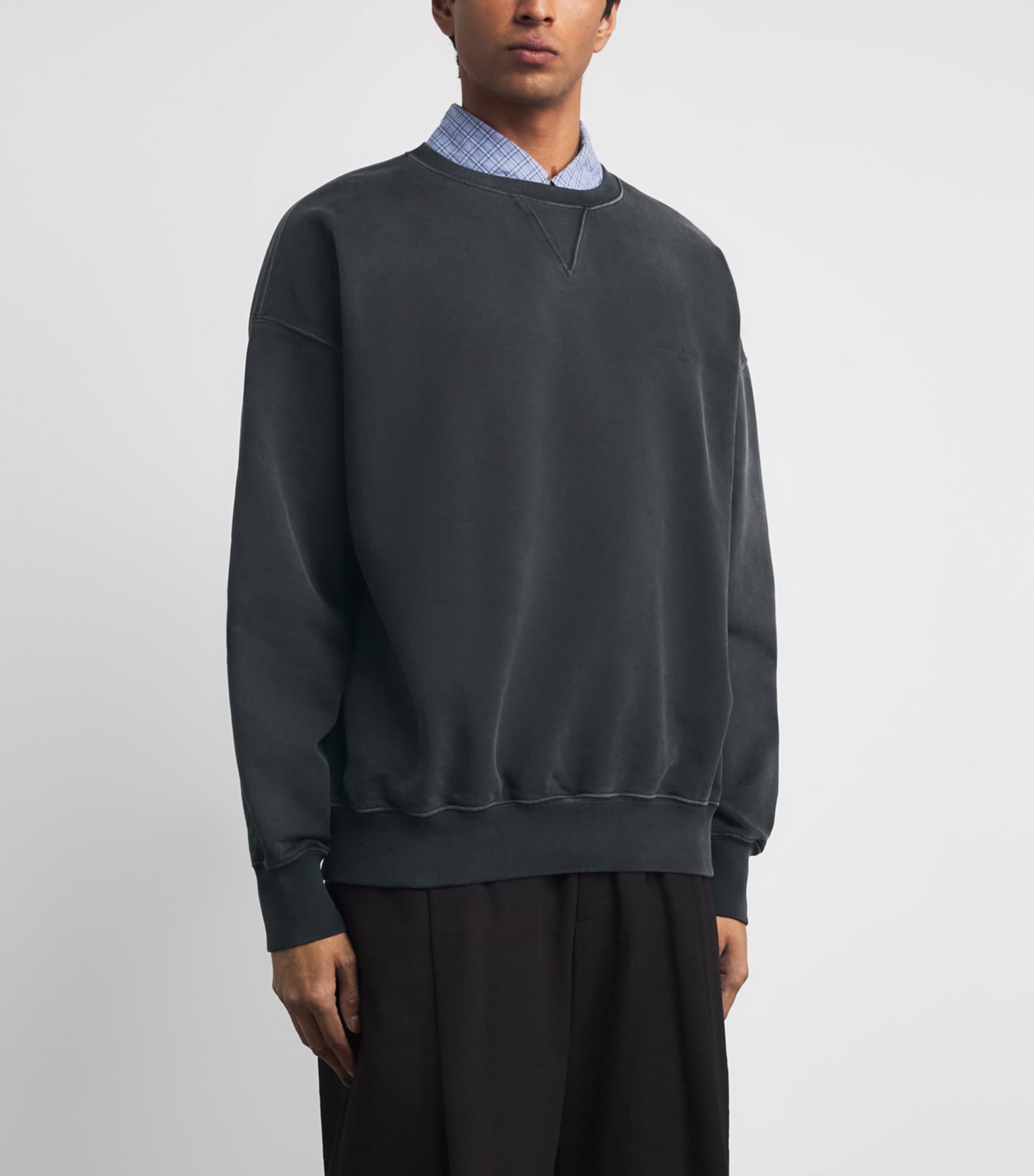 Maison Margiela Mens Cotton Embroidered Logo Sweatshirt Vintage Black Image 4