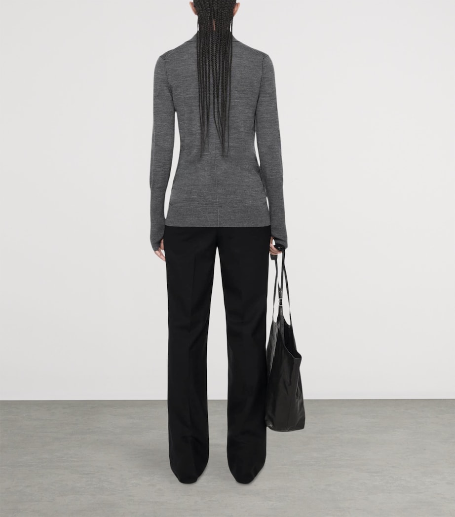 AllSaints Womens Merino Wool Martel Polo Sweater Grey Marl Image 7