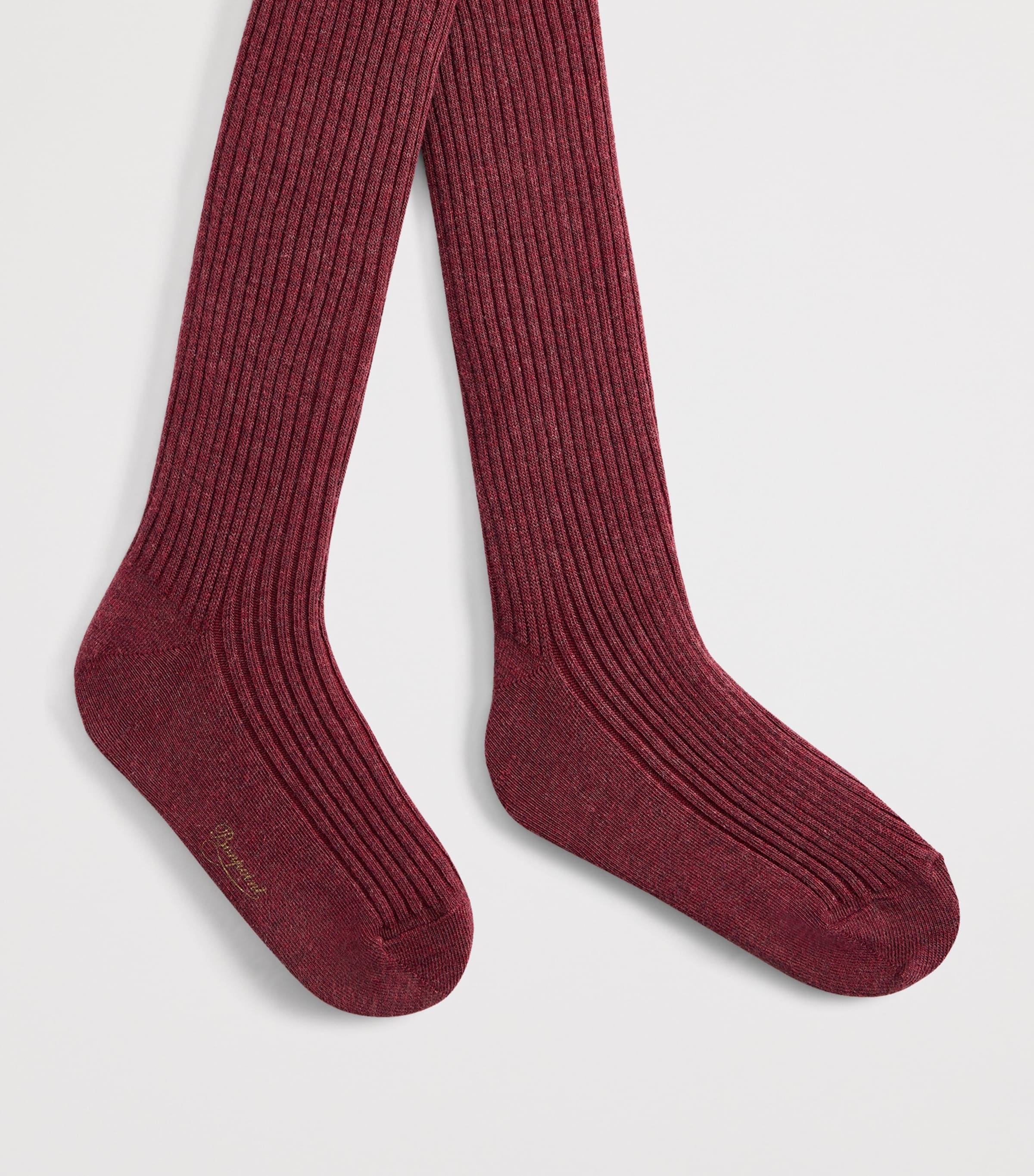 Bonpoint Cotton Thomina Ribbed Tights Bordeaux Image 2