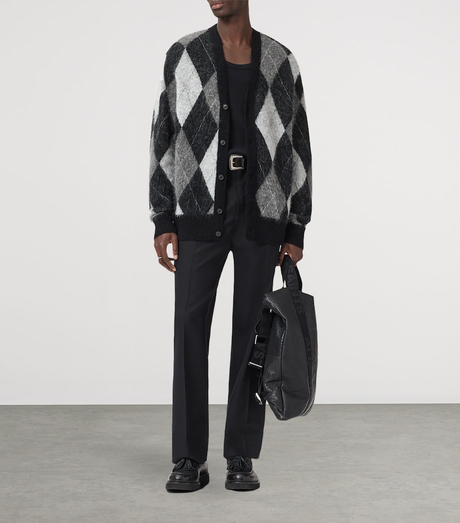 AllSaints Mens Jacquard Bower Cardigan Black/white Image 3