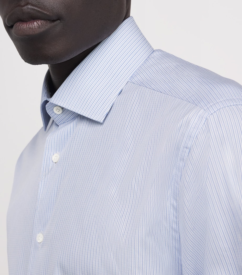 Cotton Stripe Formal Shirt 001 NAVY BLUE Image 6