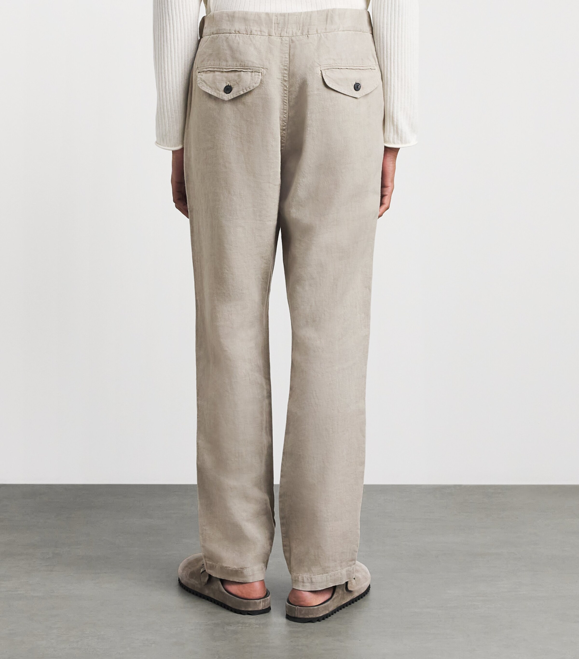 Citizens of Humanity Mens Linen Drawstring Straight Trousers Wheat Image 5