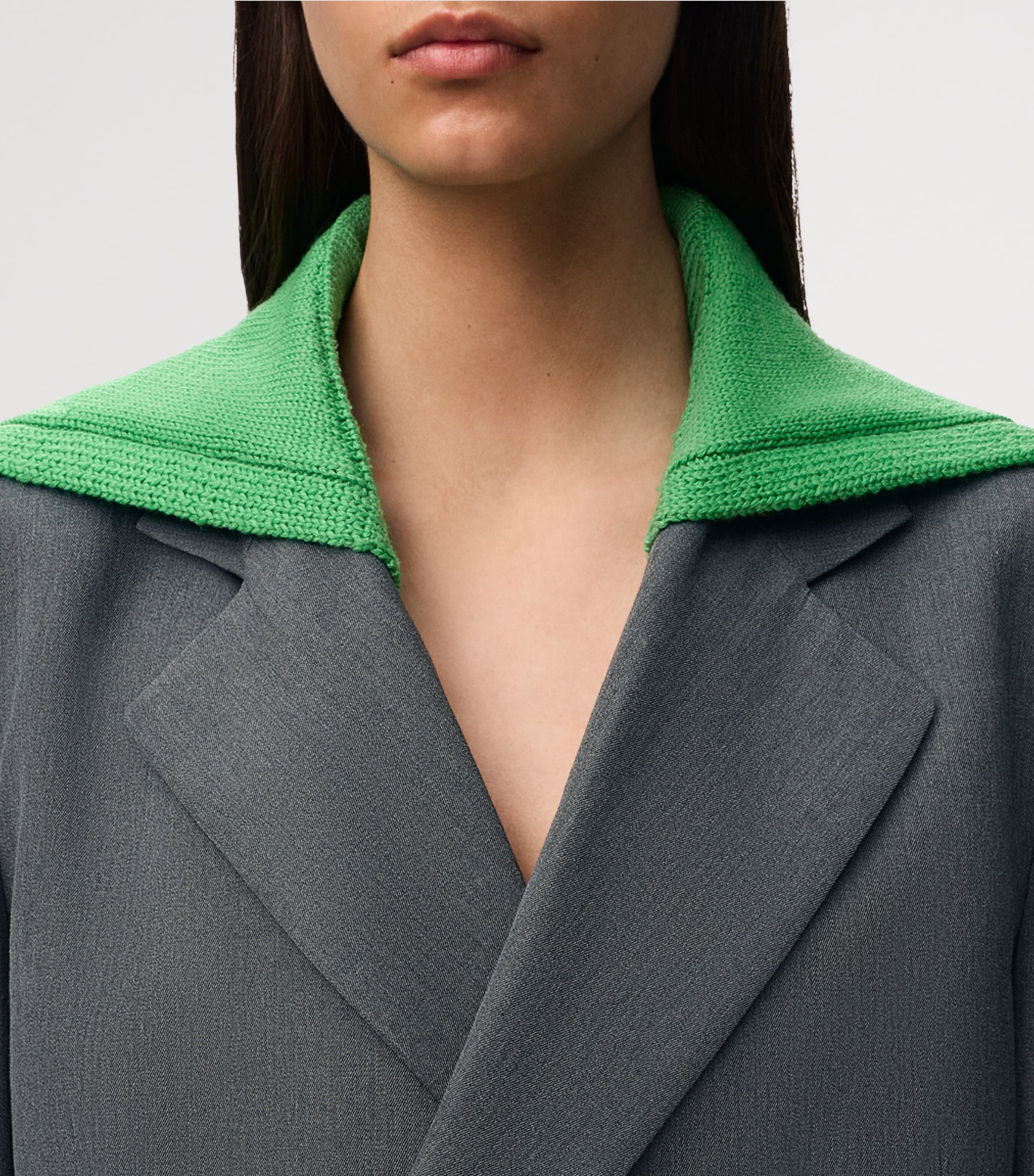 LOEWE Womens Wool Layered-Sweater Effect Blazer Charcoal Melange Image 5