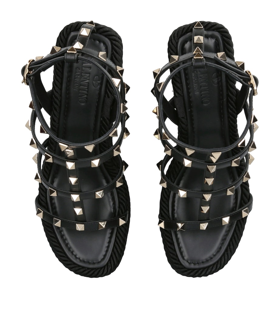 Valentino Garavani Rockstud Wedge Sandals 95 Black Image 6