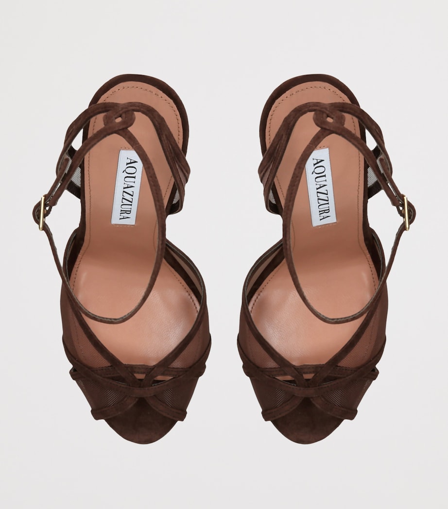 Aquazzura Suede Shear Heeled Sandals 105 Dark Brown Image 4