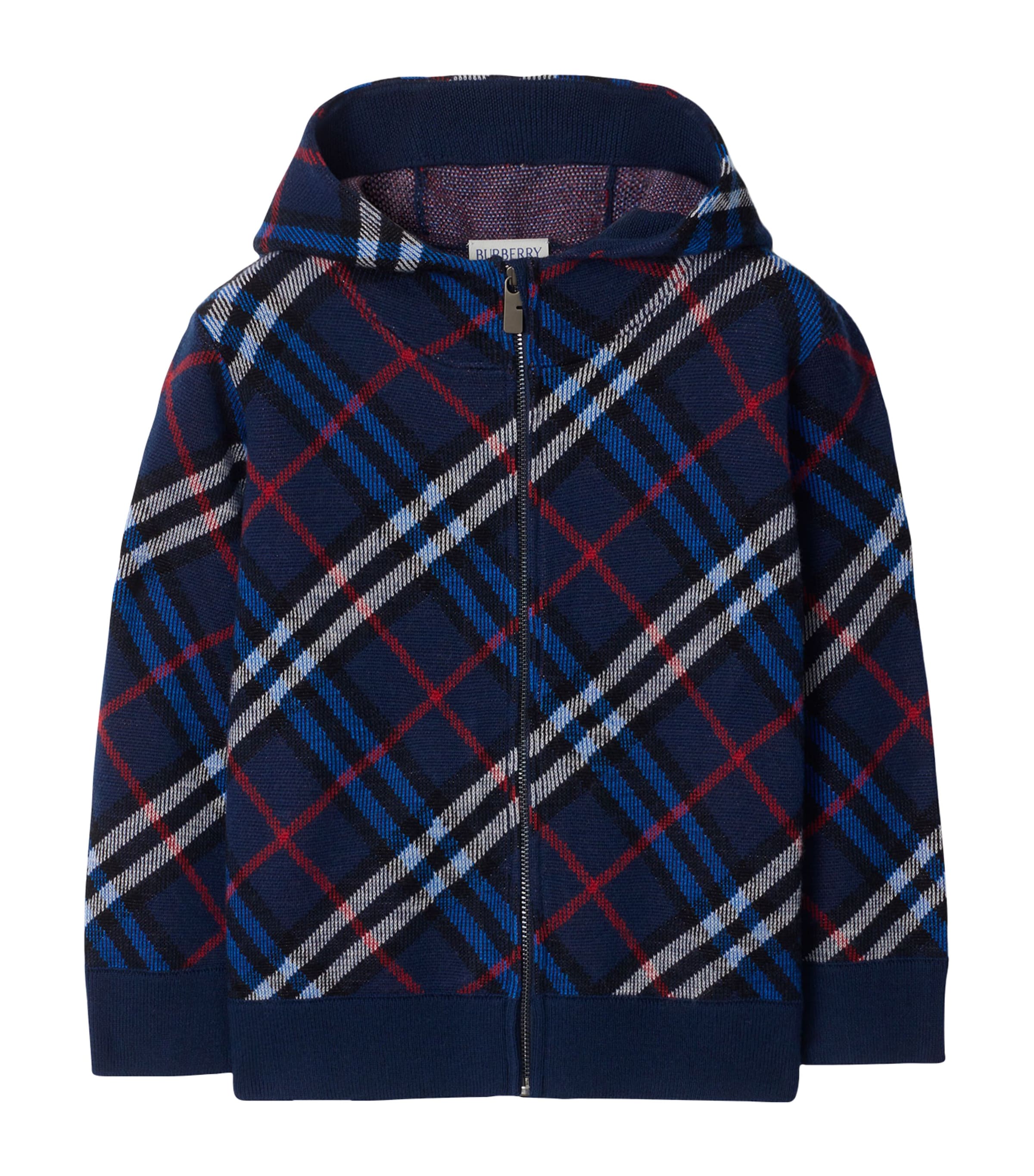 Wool Check Zip-Up Hoodie (3-12 Years) STORM BLUE IP CHECK Image 1