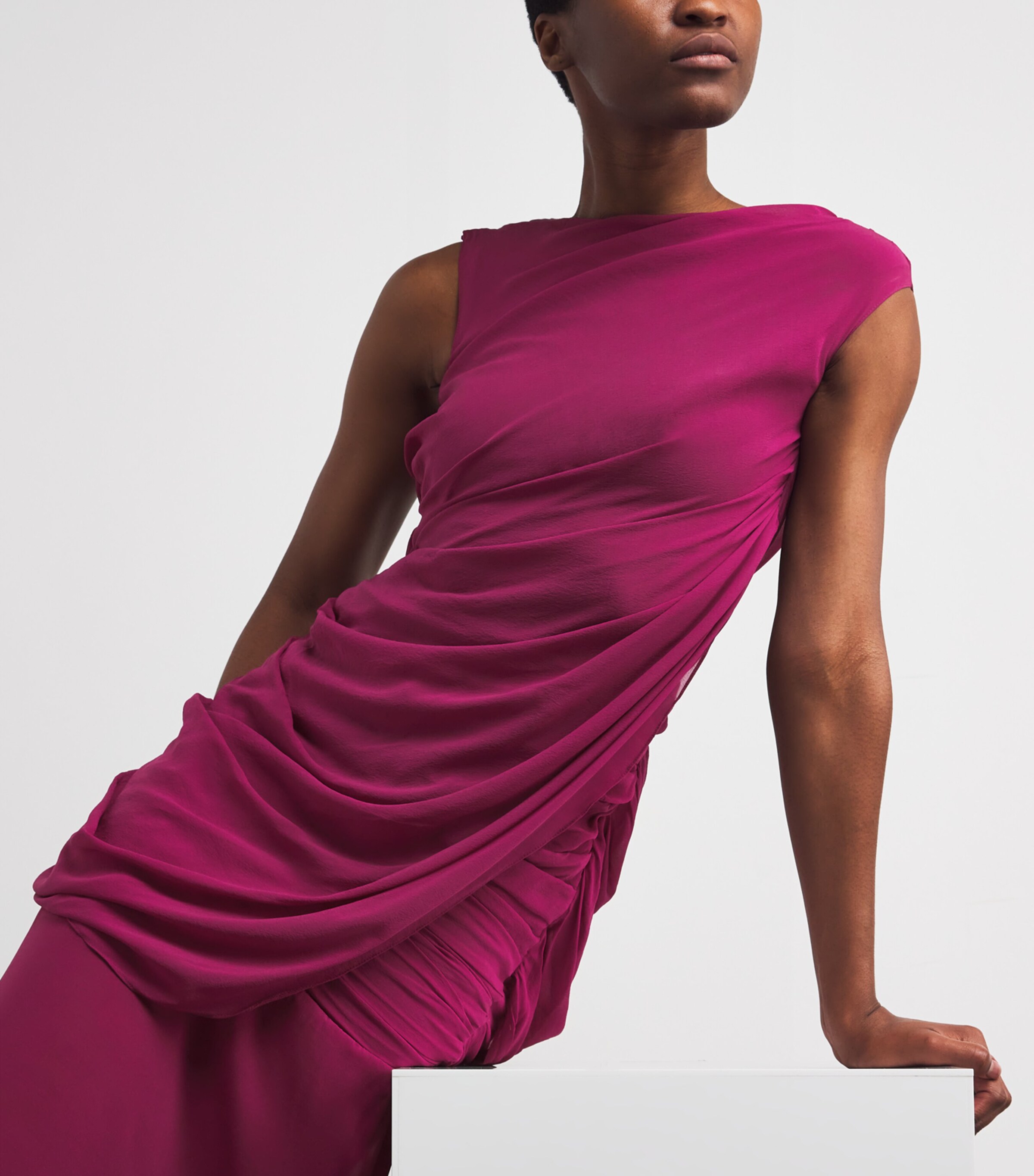 Sandra Mansour Womens Silk-Blend Crepe Ombre Gown Maroon Image 4