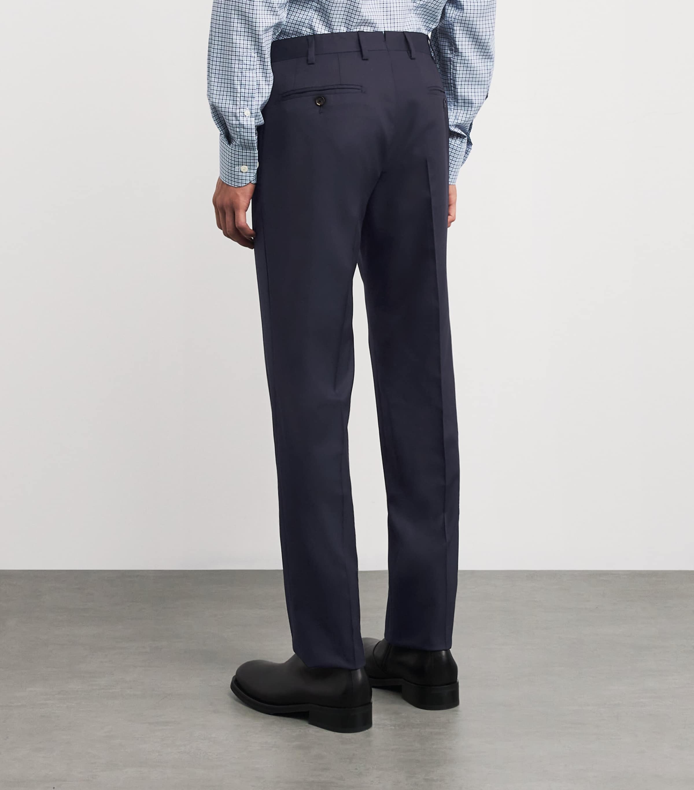 Wool Slim Tailored Trousers 01NAVY Image 4