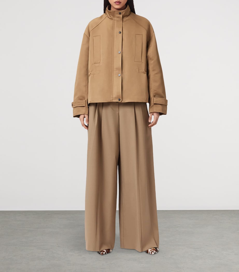 AllSaints Womens Luellah Oversized Jacket Greige Brown Image 2