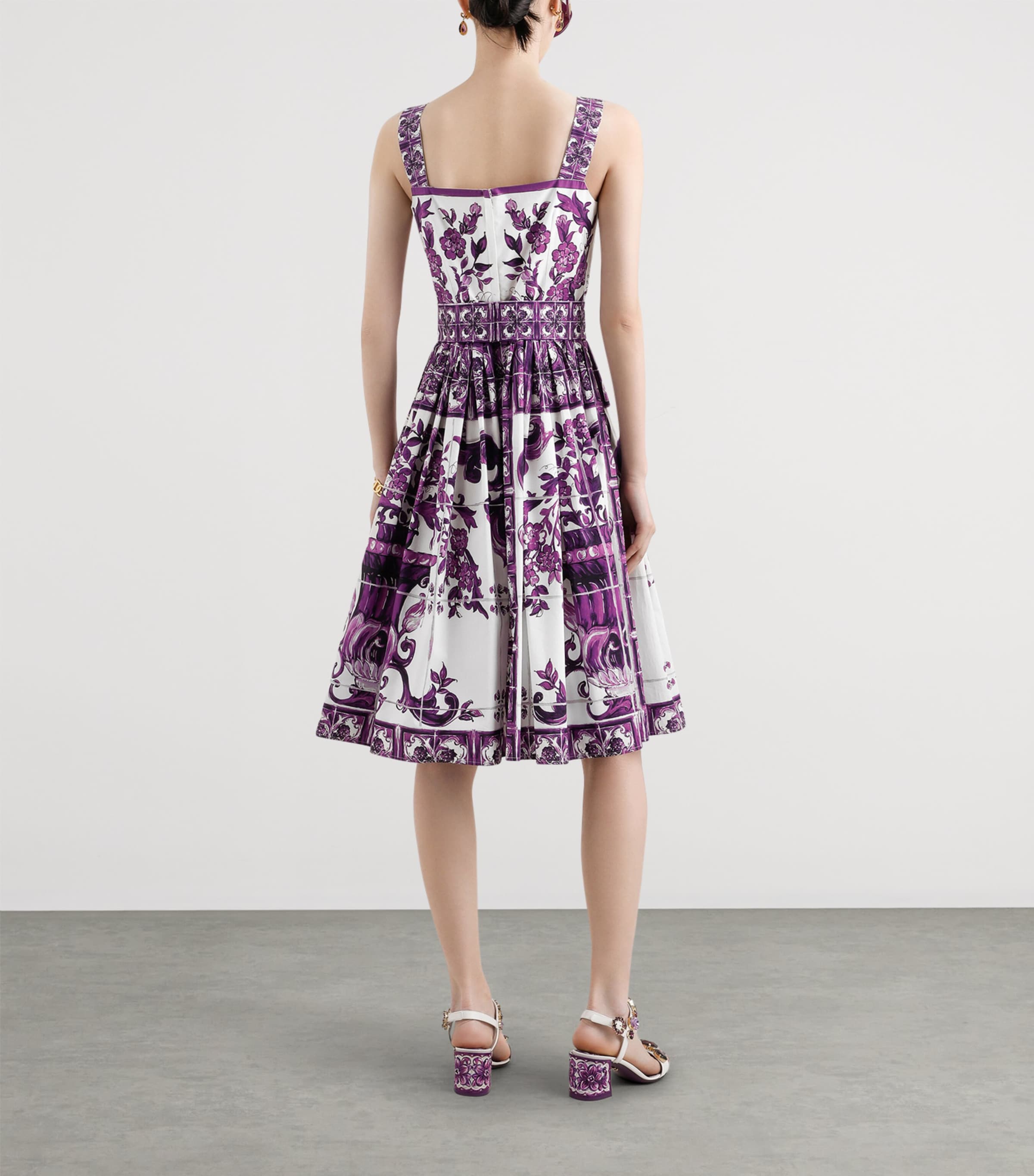 Cotton Majolica Print Mini Dress IP3TN-MIX MAIOLICA V Image 3