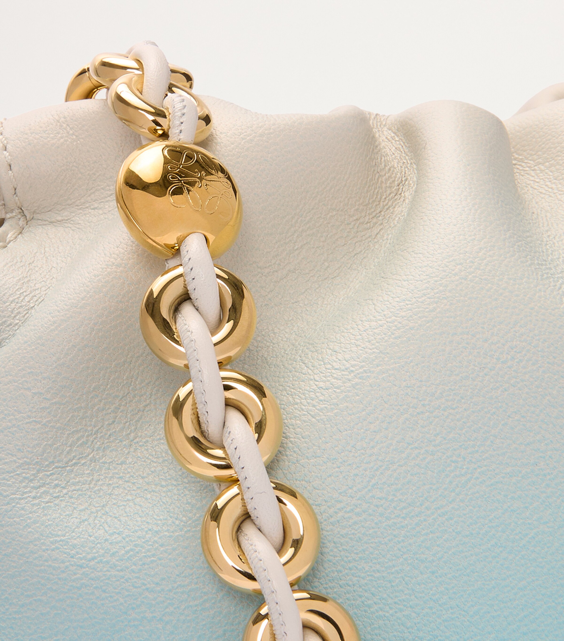 Medium Leather Flamenco Shoulder Bag SOFT WHITE/SKY BLUE Image 11