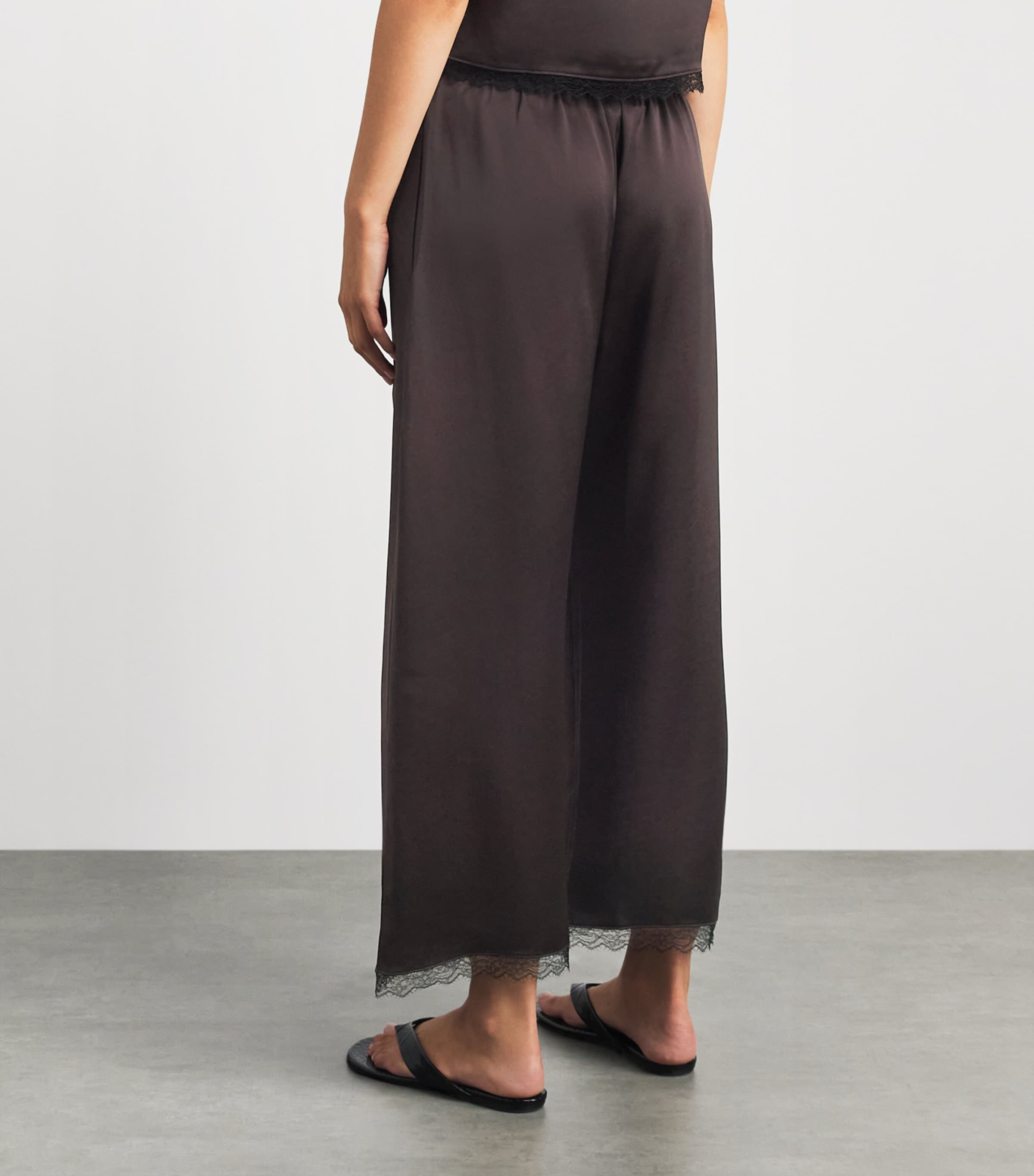 LESET Lace-Trim Barb Trousers Chocolate Image 5