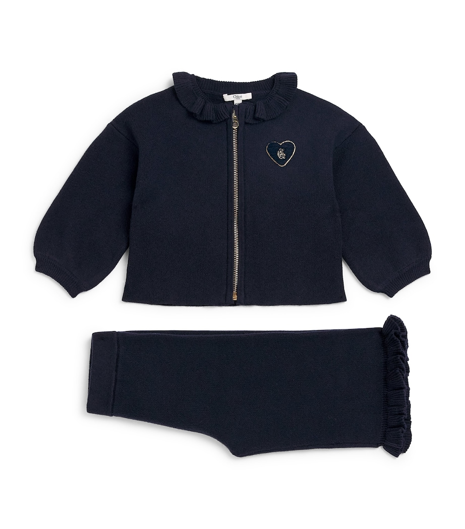 Chloé Kids Cotton-Wool Sweater and Trousers Set (6-36 Months) Navy Image 1
