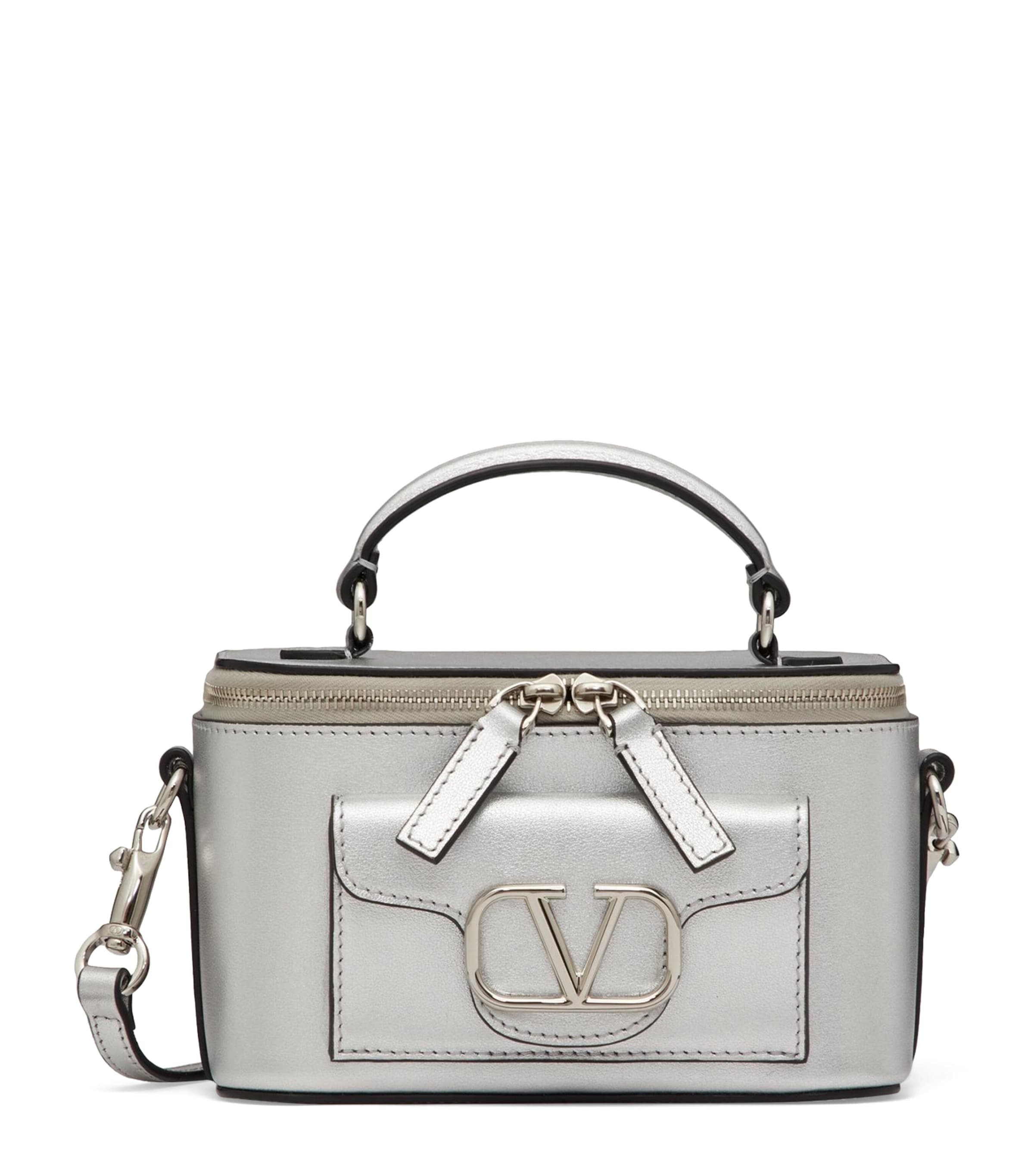 Valentino Garavani Leather Locò Vanity Case In Metallic