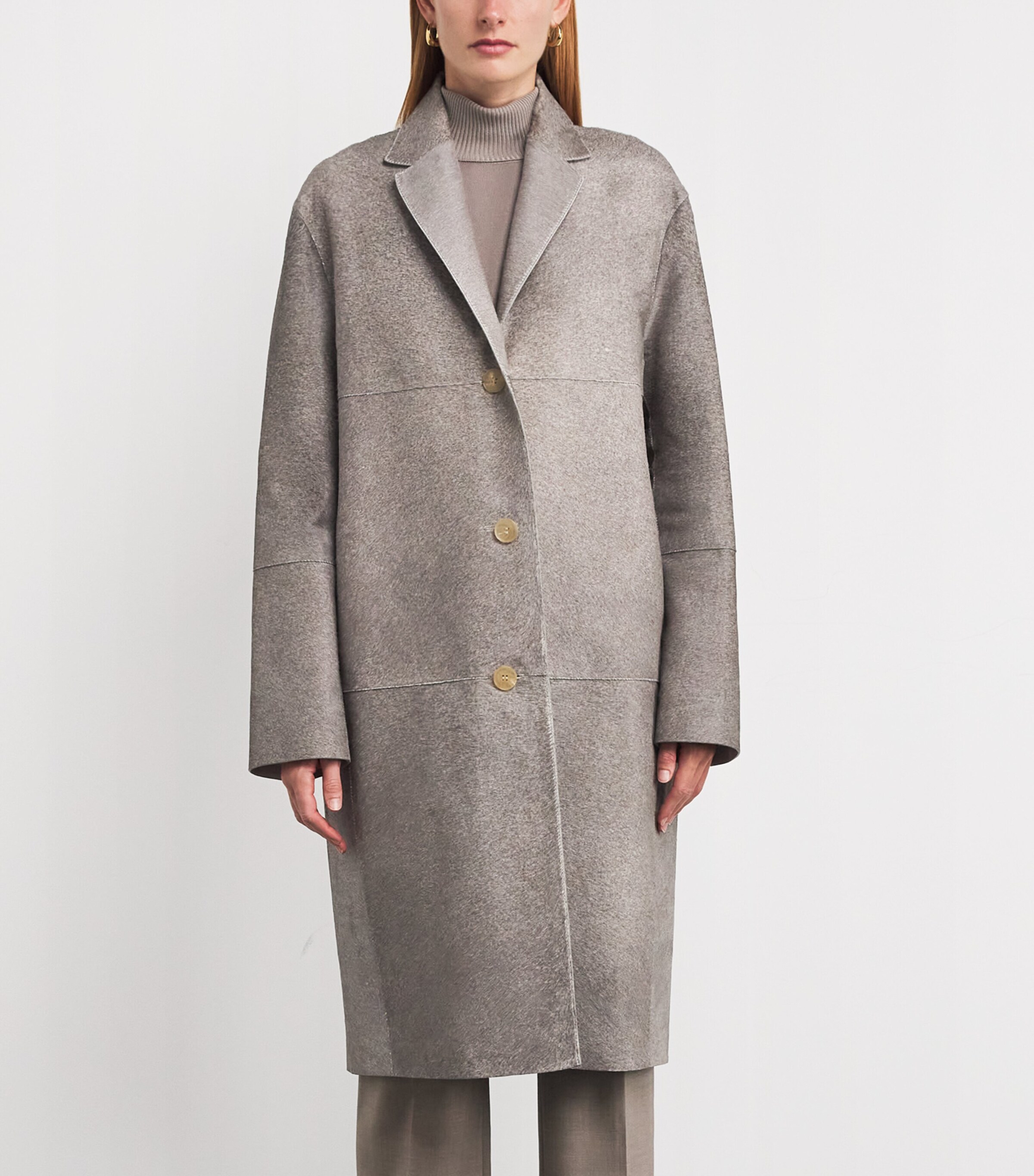 Lafayette 148 Womens Cowhide Overcoat Raindrop Image 3