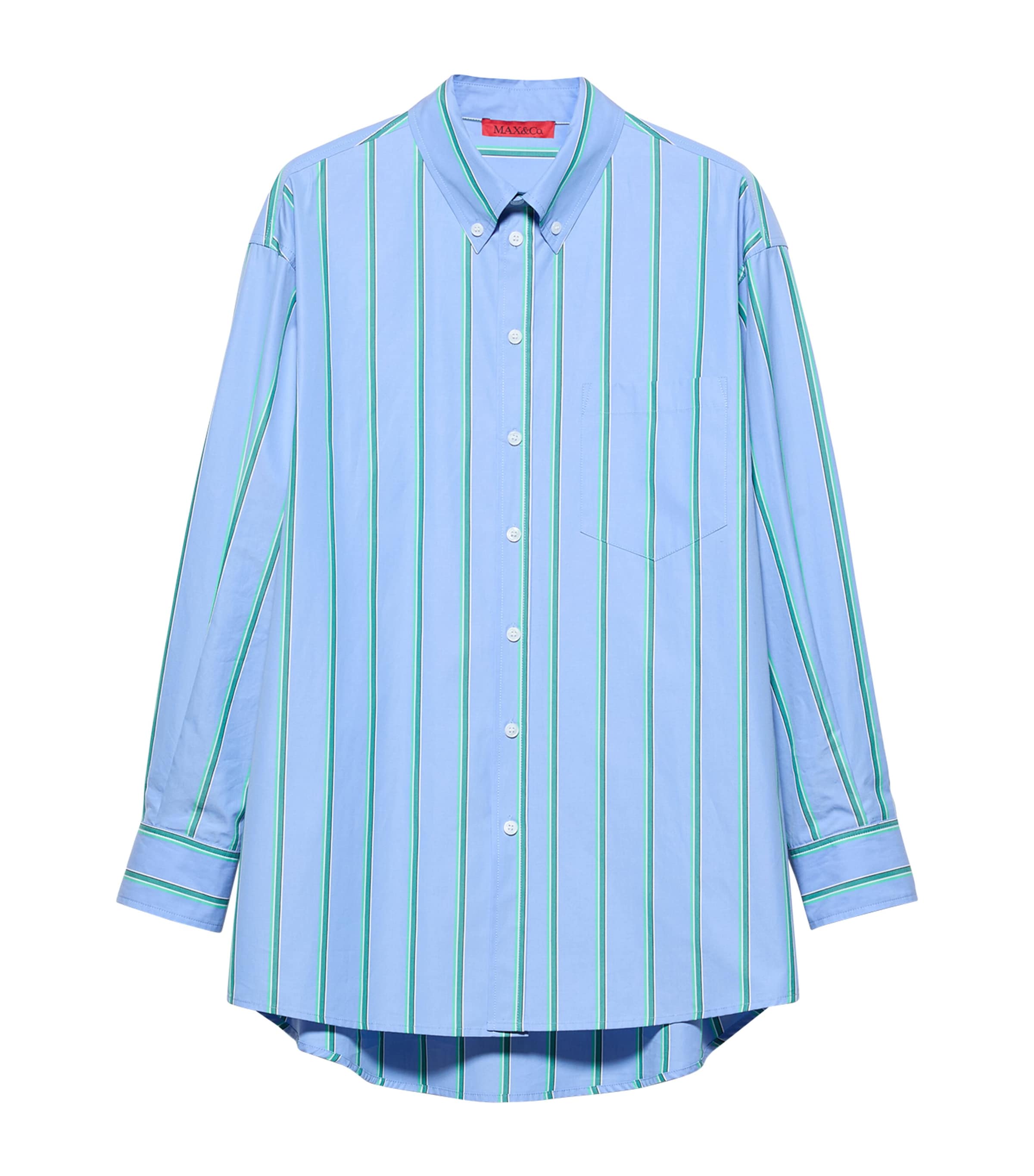 MAX&Co. Womens Stripe Plot Twist Shirt Light Blue Image 1