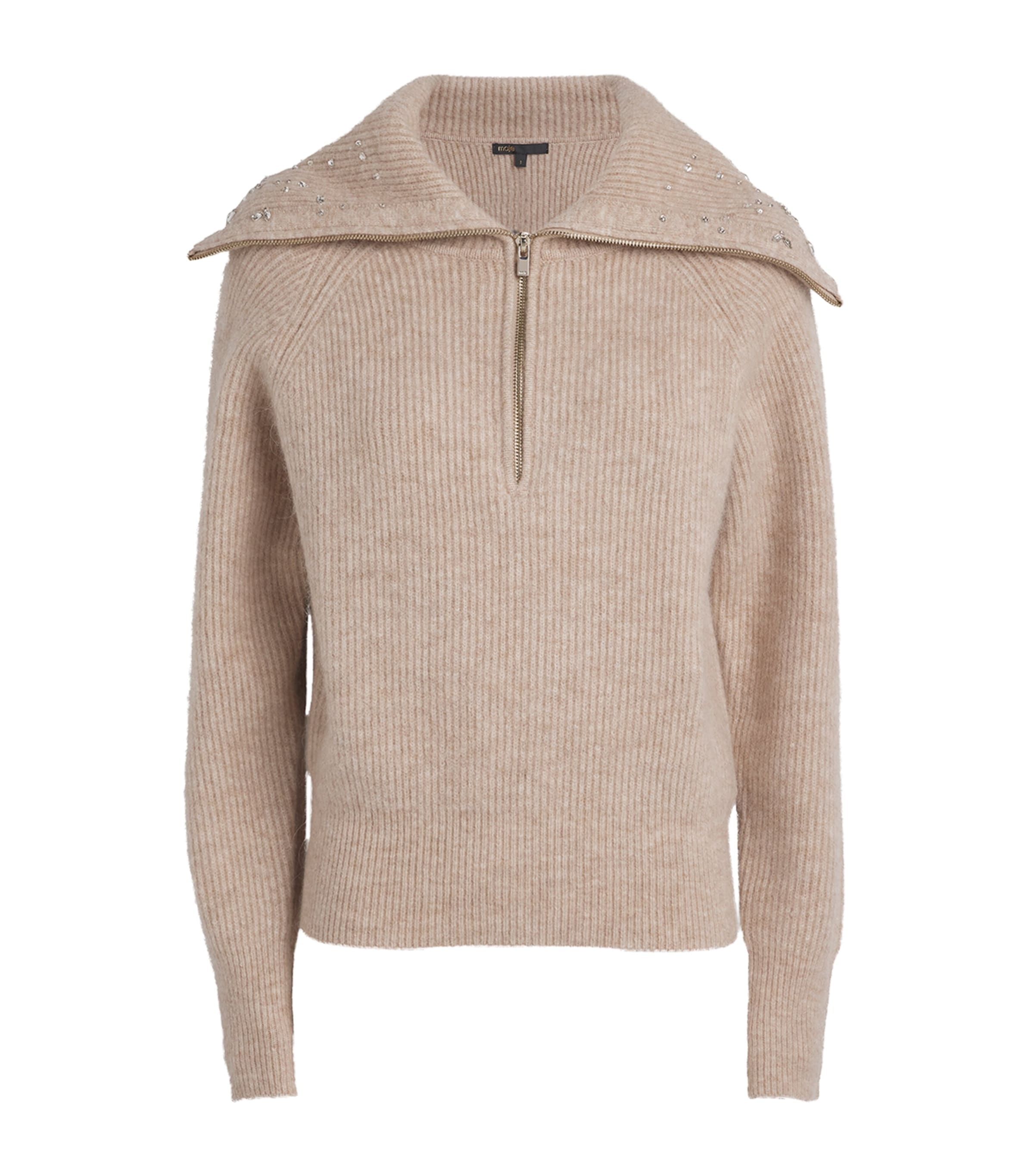 Maje Alpaca-wool-blend Embellished Sweater In Animal Print