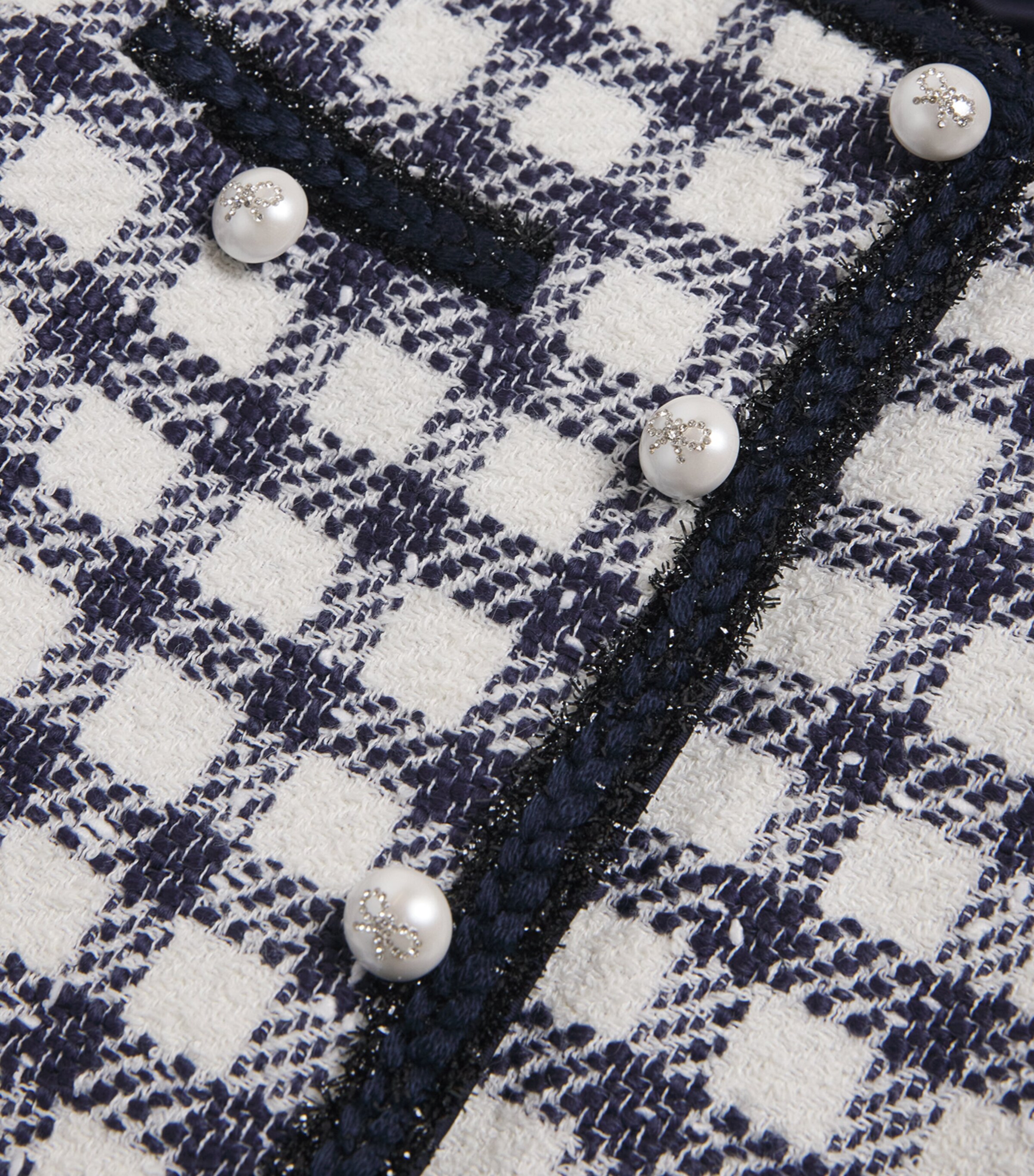 Self-Portrait Kids Check Bouclé Jacket (3-12 Years) Navy Image 4