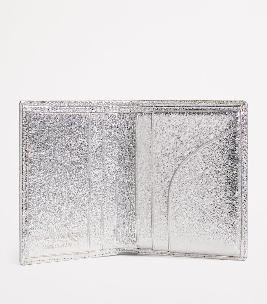 Comme Des Garçons Wallet Leather Folding Card Holder Silver Image 2