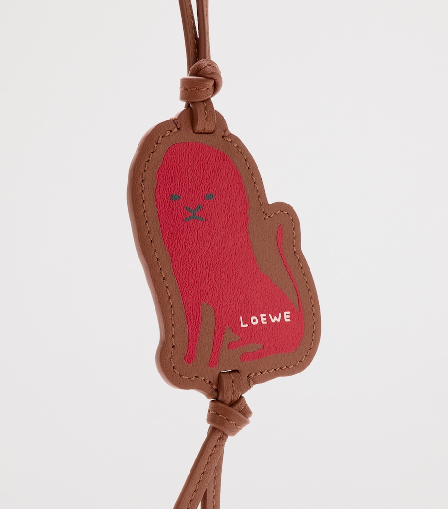 LOEWE Leather Tag Bag Charm Pecan/red Image 3