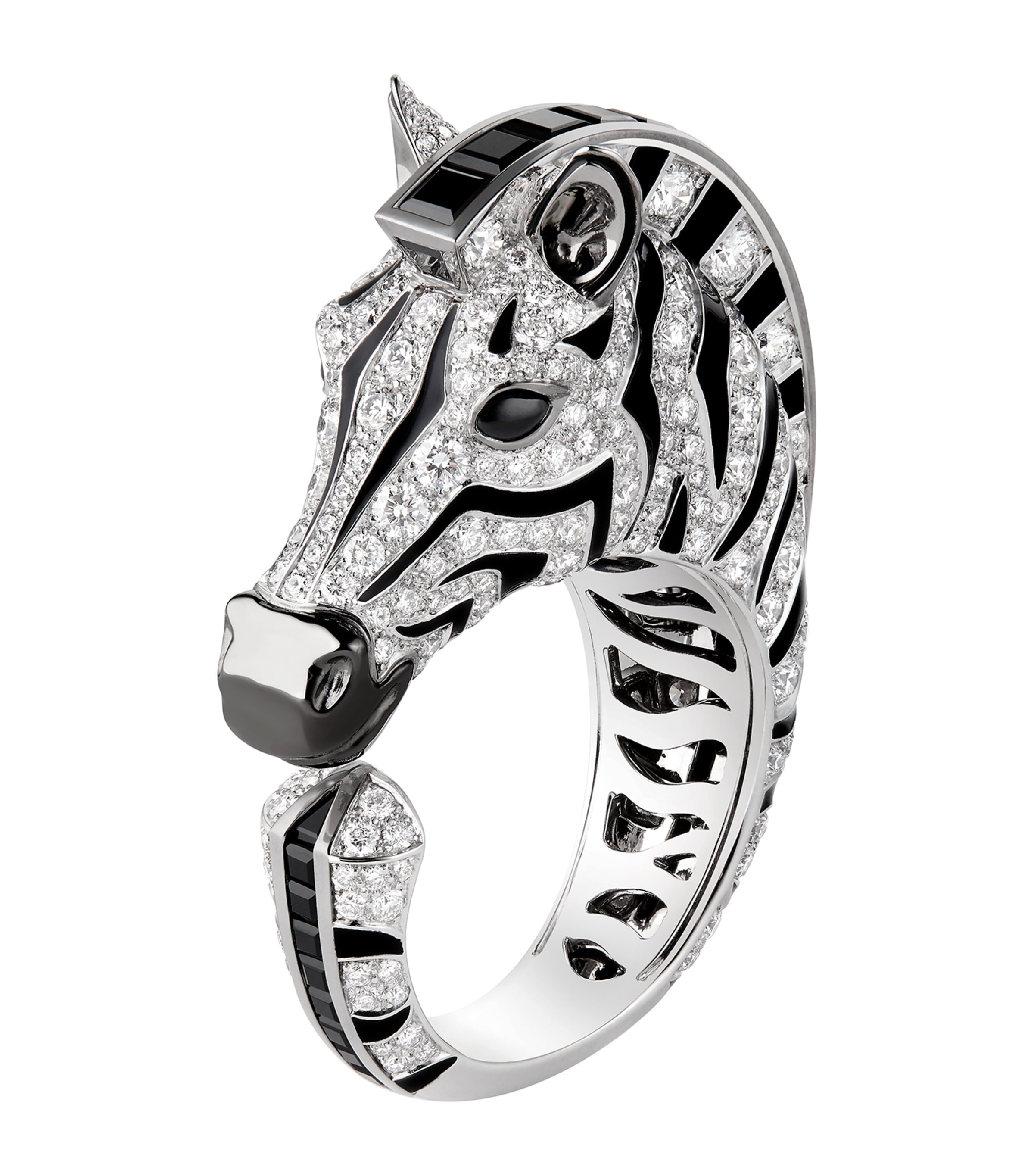 Shop Boucheron White Gold, Diamond And Onyx Animaux De Collection Zebra Ring