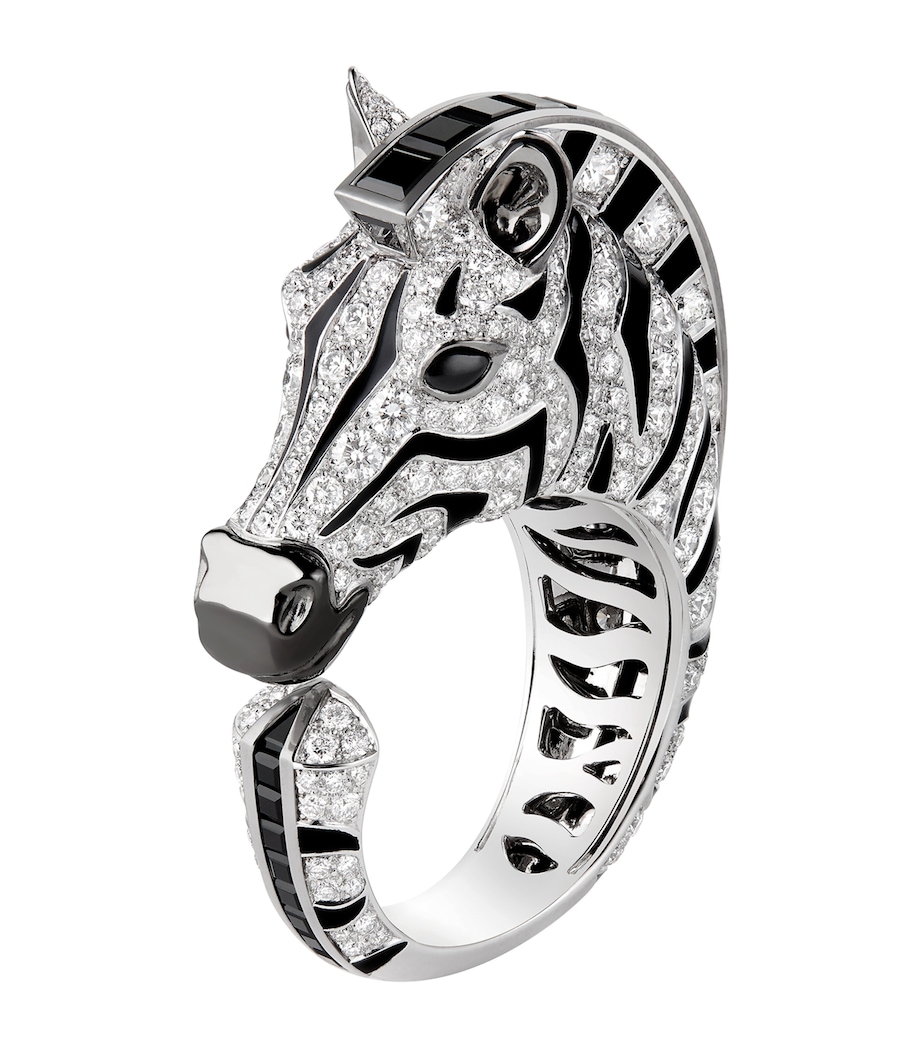 White Gold, Diamond and Onyx Animaux de Collection Zebra Ring MULTI Image 1