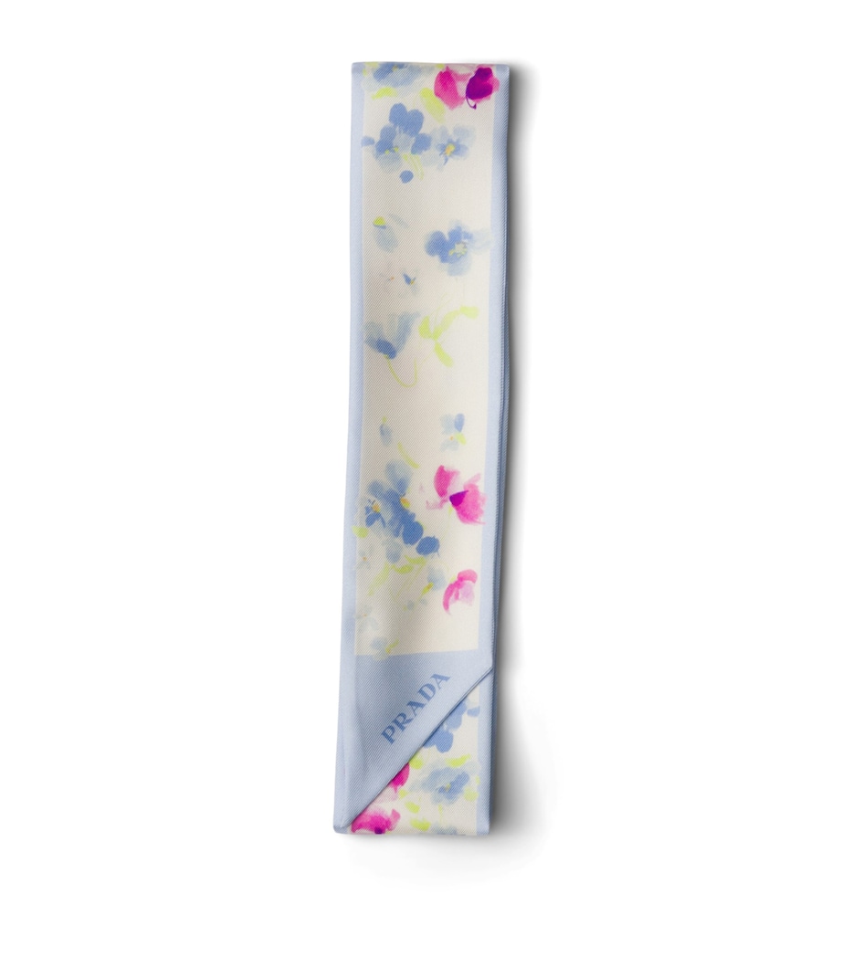 Silk Bouquet Print Skinny Scarf F04RT Image 1
