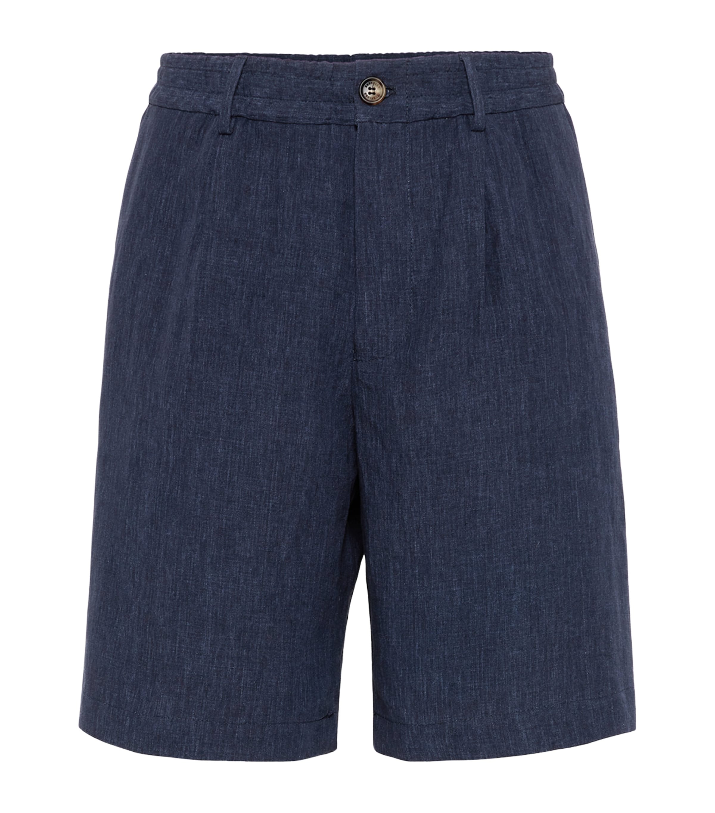 Brunello Cucinelli Linen Bermuda Shorts In Blue