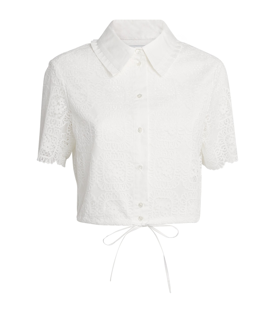 Claudie Pierlot Womens Lace Cropped Shirt White Image 1