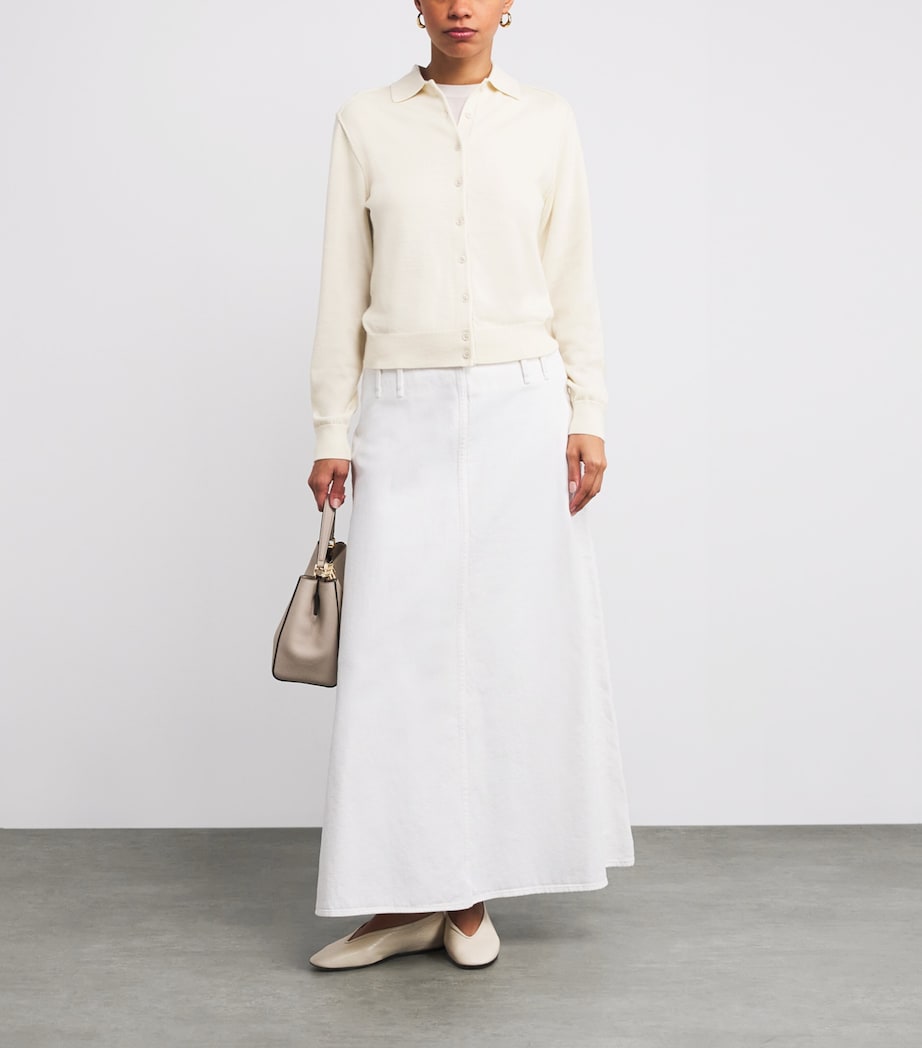 Cashmere Polo Cardigan CASHMERE ICE WHITE Image 2