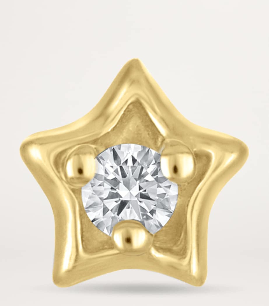 Yellow Gold Diamond Solitaire Star Threaded Stud Earring (3mm) YELLOW GOLD Image 3