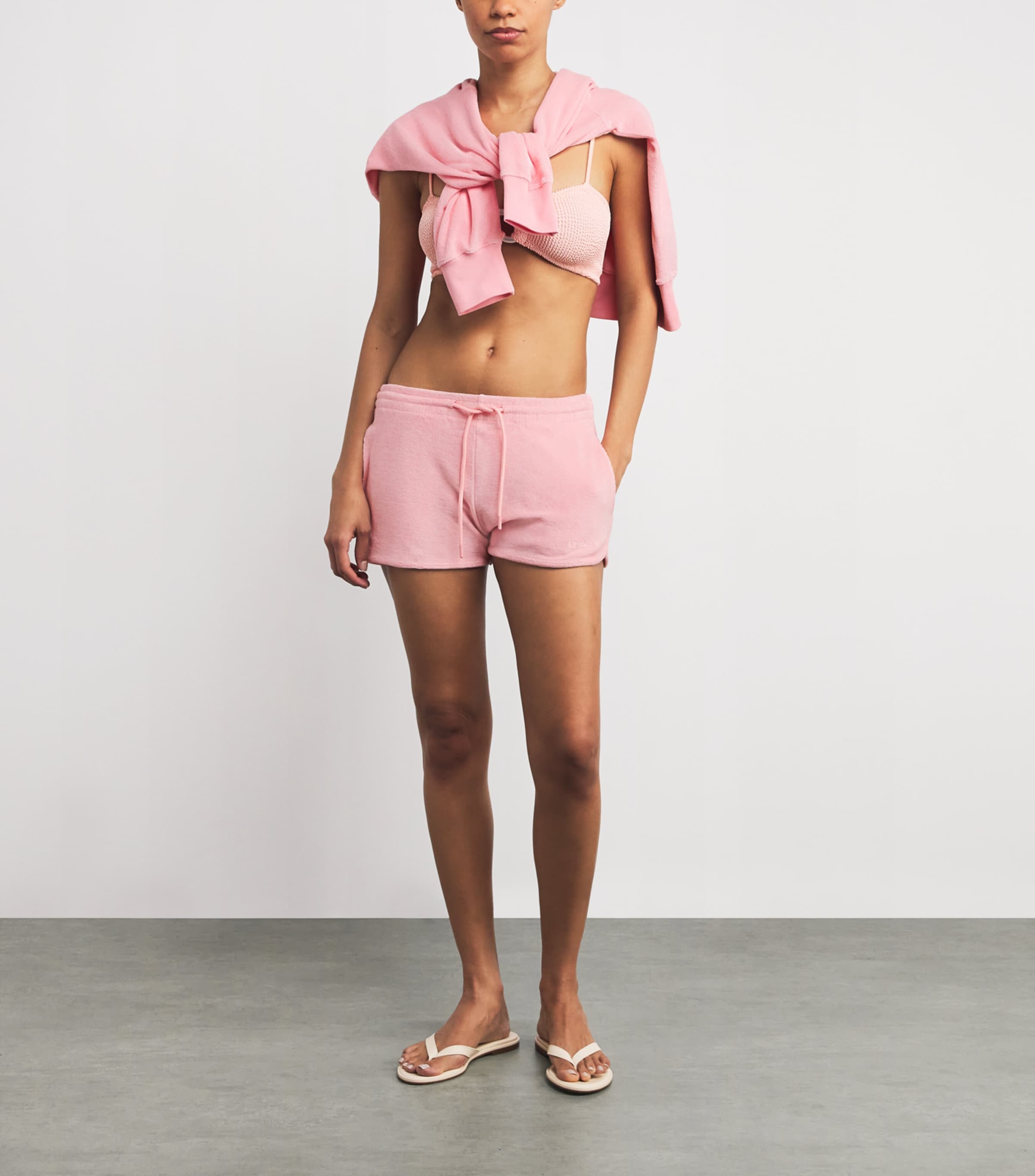 Cotton Terry Towelling Shorts PINK Image 2