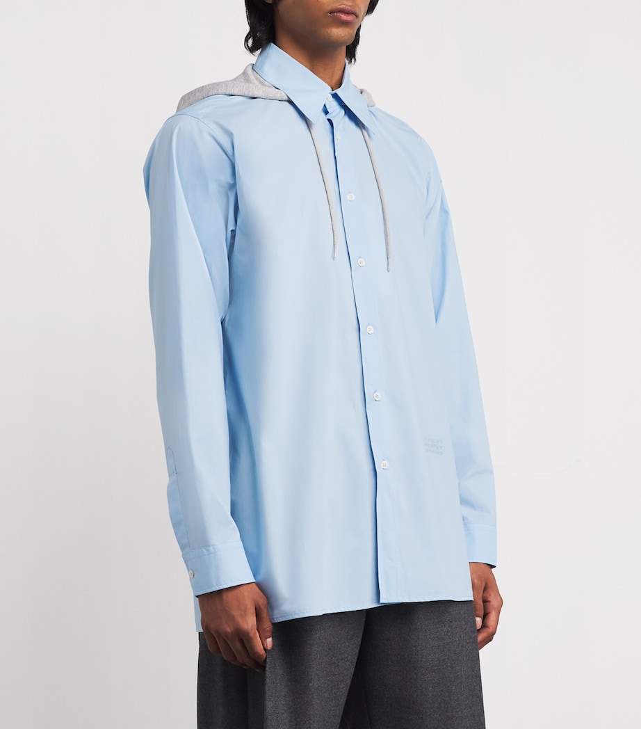 MM6 Maison Margiela Mens Cotton Hood-Detail Shirt Blue Image 3