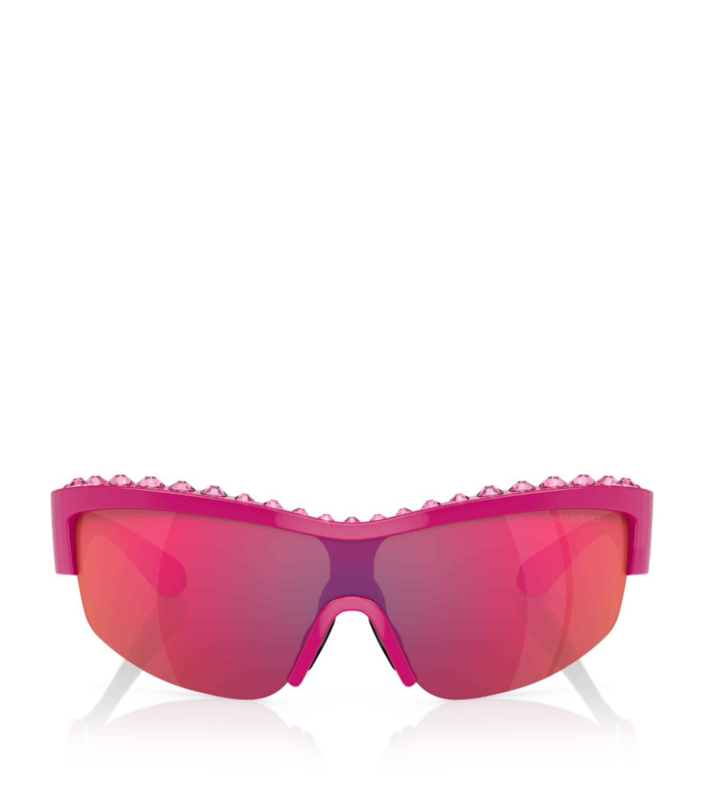 Swarovski Womens Pink Sk6014 Rectangle-frame Gem-embellished Acetate Sunglasses In Pink