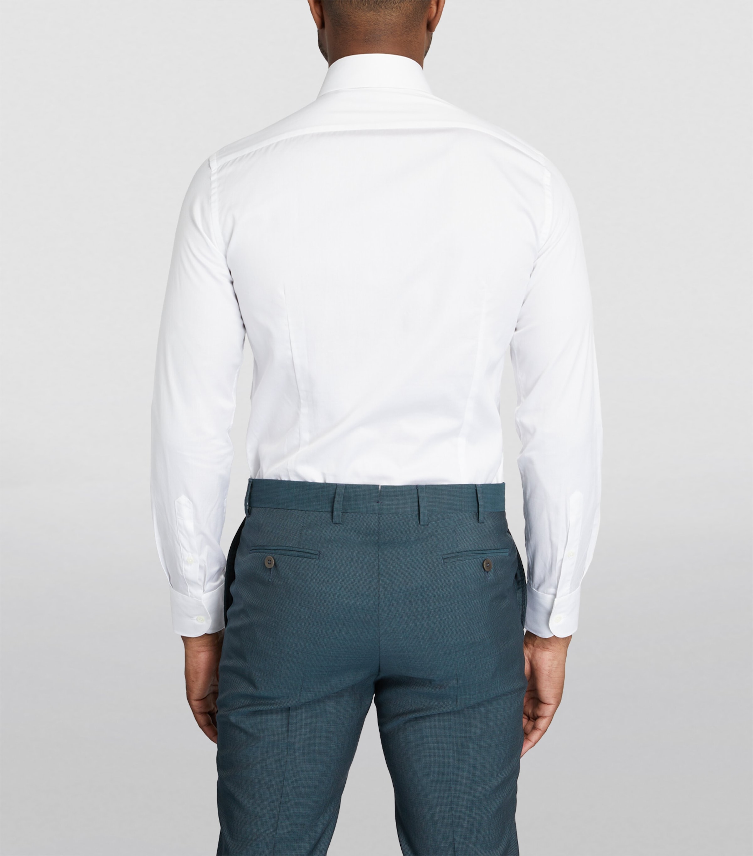 Cotton Twill Long-Sleeve Shirt 028-WHITE Image 4