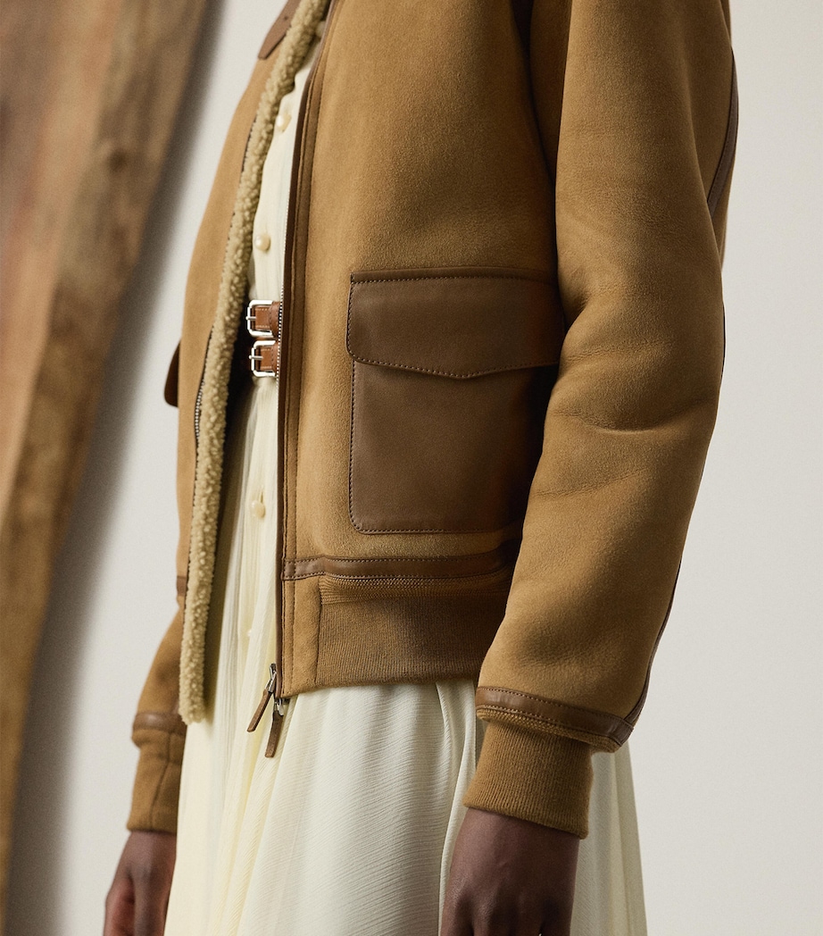Shearling Bomber Jacket HONEY/CREAM Image 5
