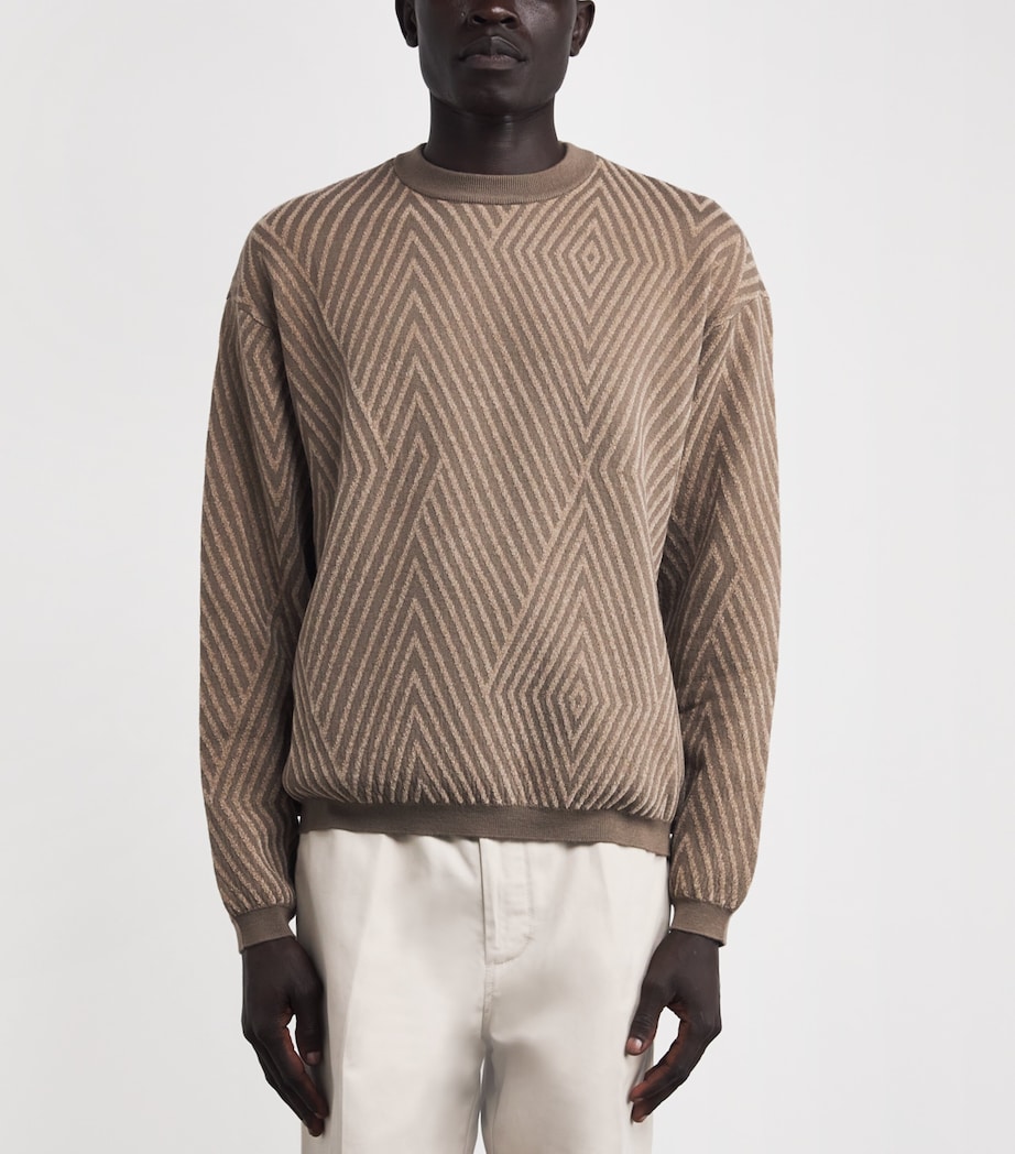 Virgin Wool-Blend Jacquard Sweater F6125 Image 3