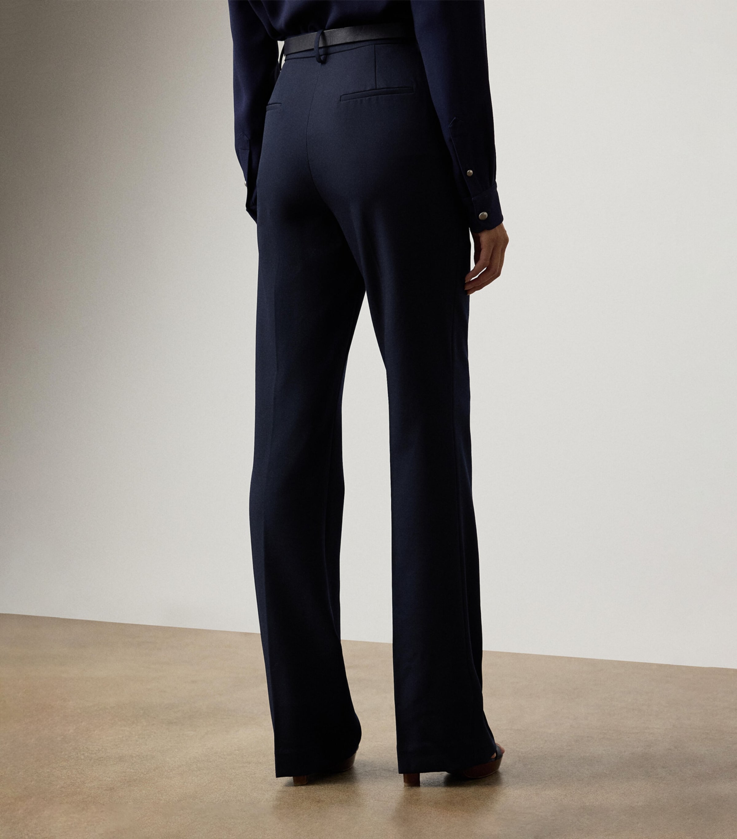 Ralph Lauren Womens Wool Grain de Poudre Wrigley Trousers Navy Image 3