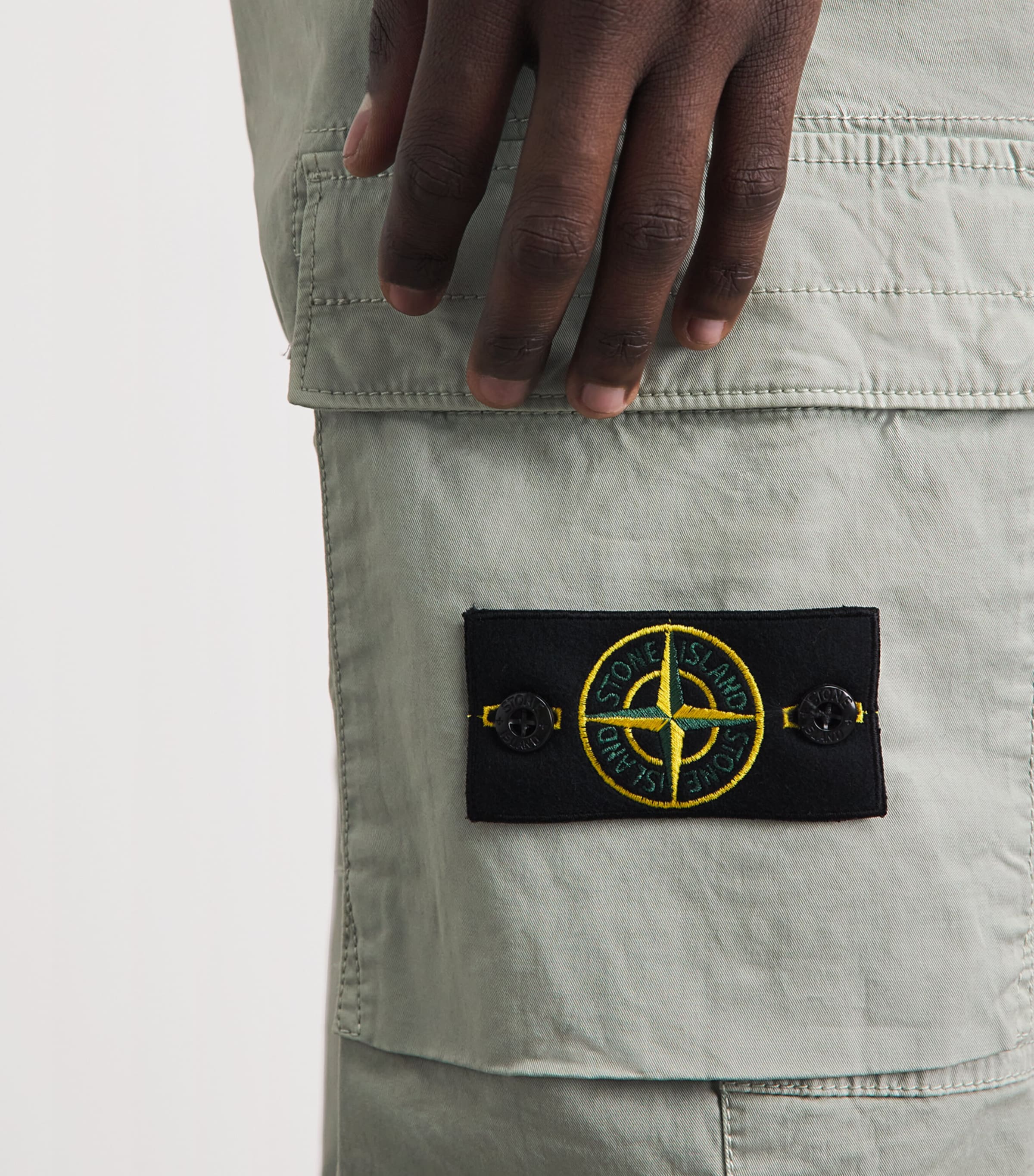 Stone Island Mens Stretch-Cotton Tapered Cargo Trousers Image 3