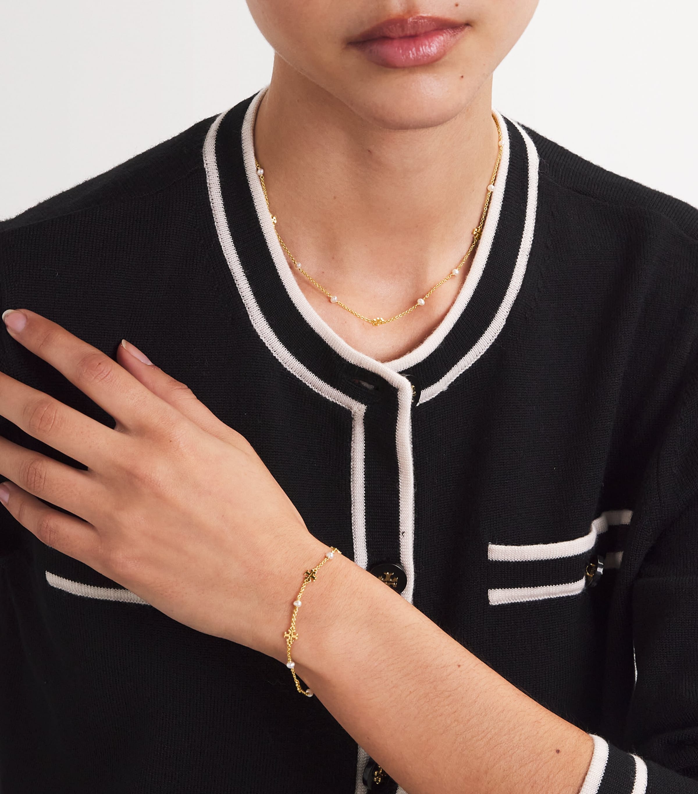 Tory Burch Kira Pearl Chain Necklace | Harrods US