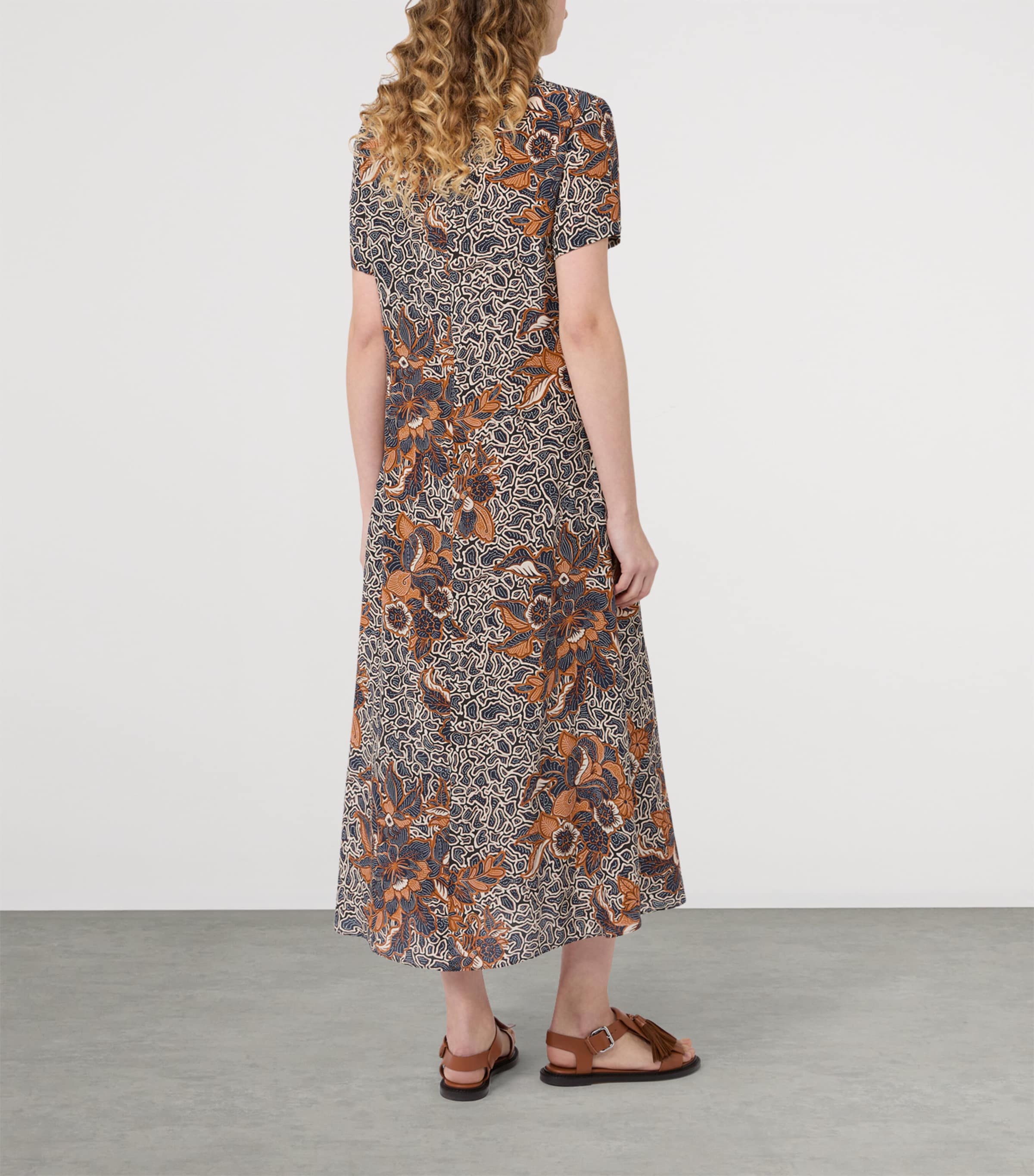 Weekend Max Mara Womens Silk Floral Print Midi Dress Navy Image 3